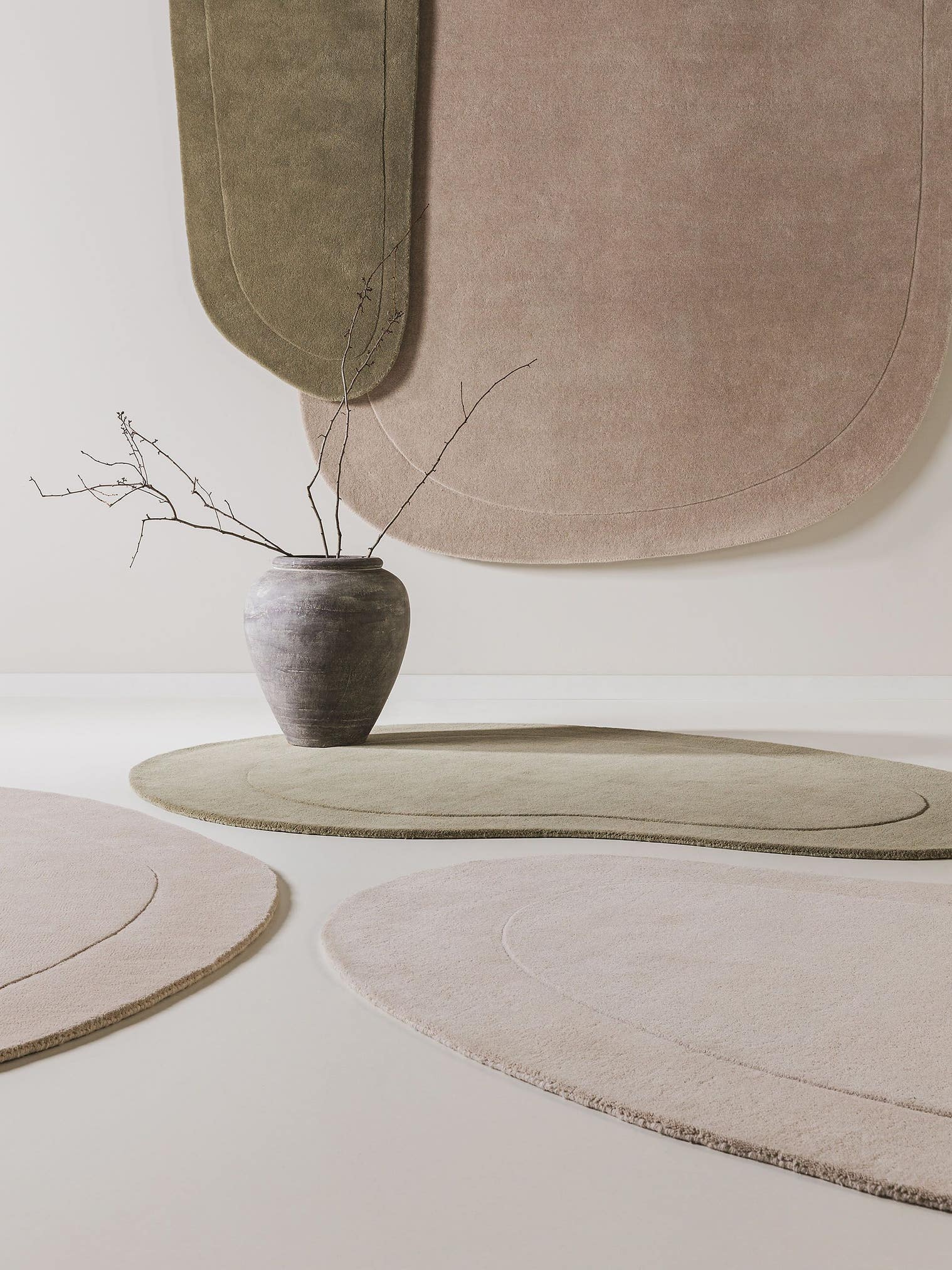 Matta av 100% Ull i Beige med 6 - 10 mm hög lugg från benuta Pure