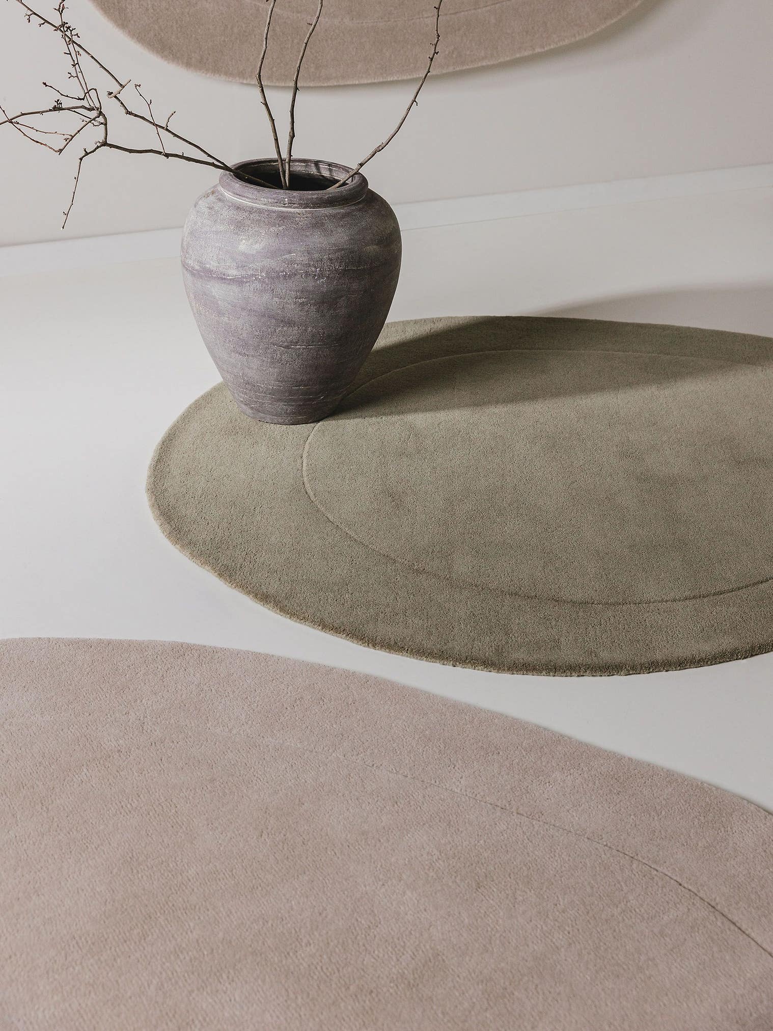 Matta av 100% Ull i Beige med 6 - 10 mm hög lugg från benuta Pure
