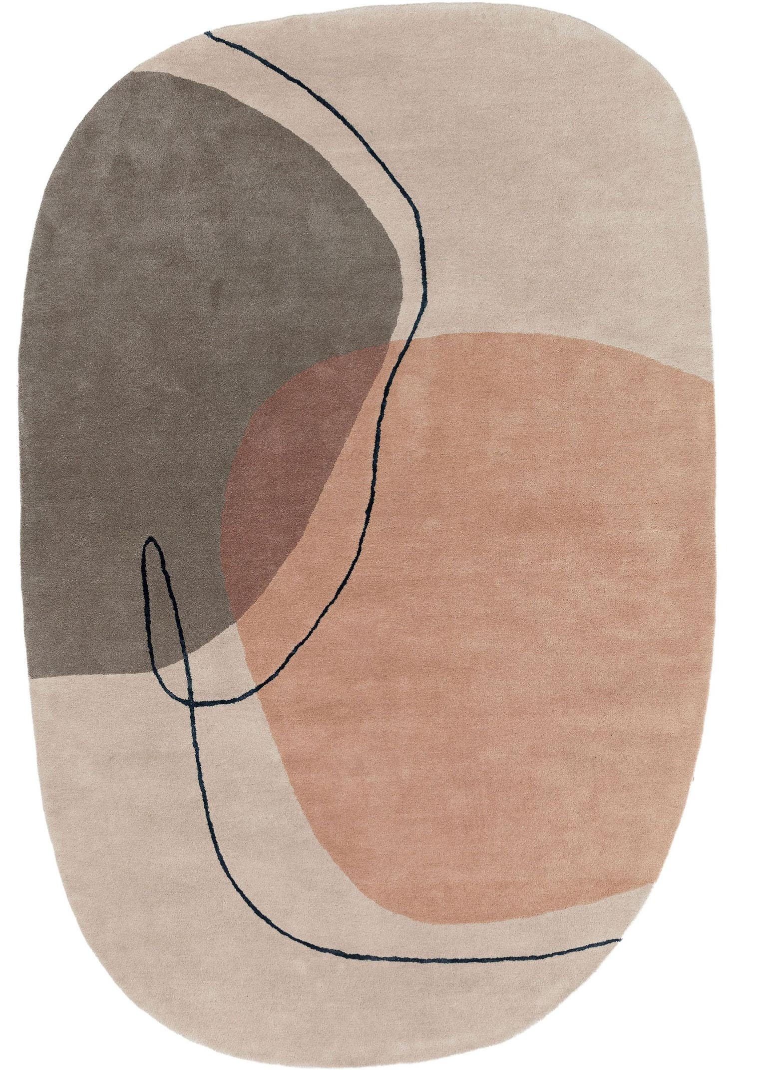 Tapijt van 90% Wol, 10% Viscose in Beige met een 6 - 10 mm hoge pool van benuta Pure