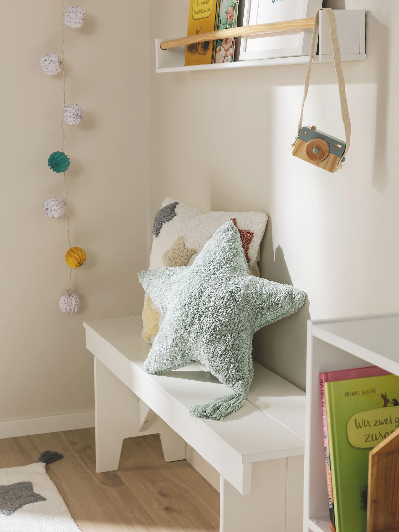 Cuscino Stars Menta in KidsDesign-ontwerp van 100% Cotone door Lytte