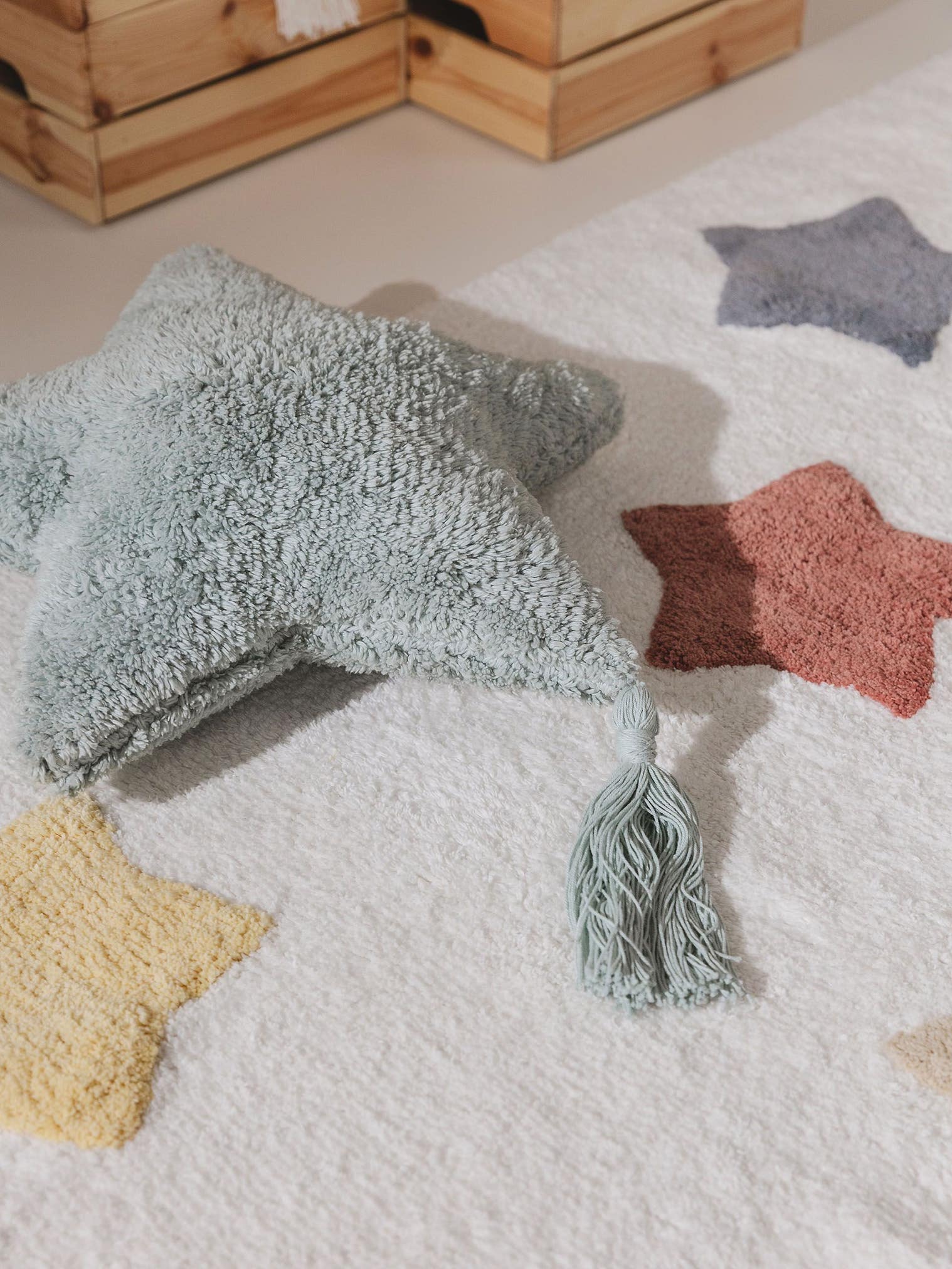 Cuscino Stars Menta in KidsDesign-ontwerp van 100% Cotone door Lytte