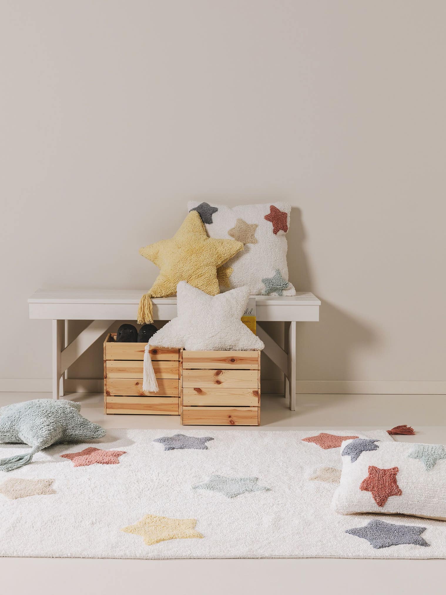 Kussen Stars Crème in KidsDesign-ontwerp van 100% Katoen door Lytte