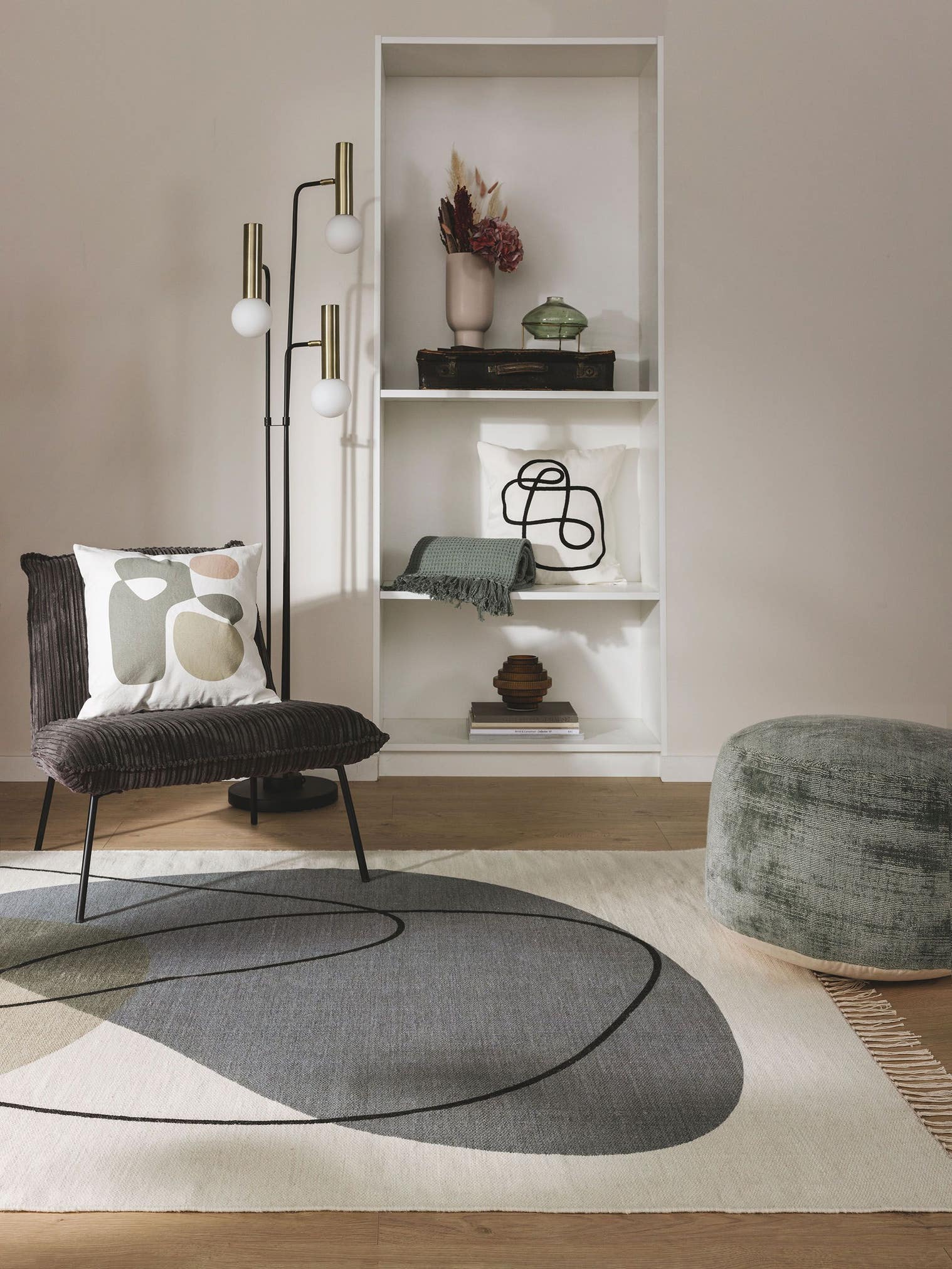 Tapis en 100% Laine en Multicouleur avec une pile de 1- 5 mm de hauteur de benuta Pop