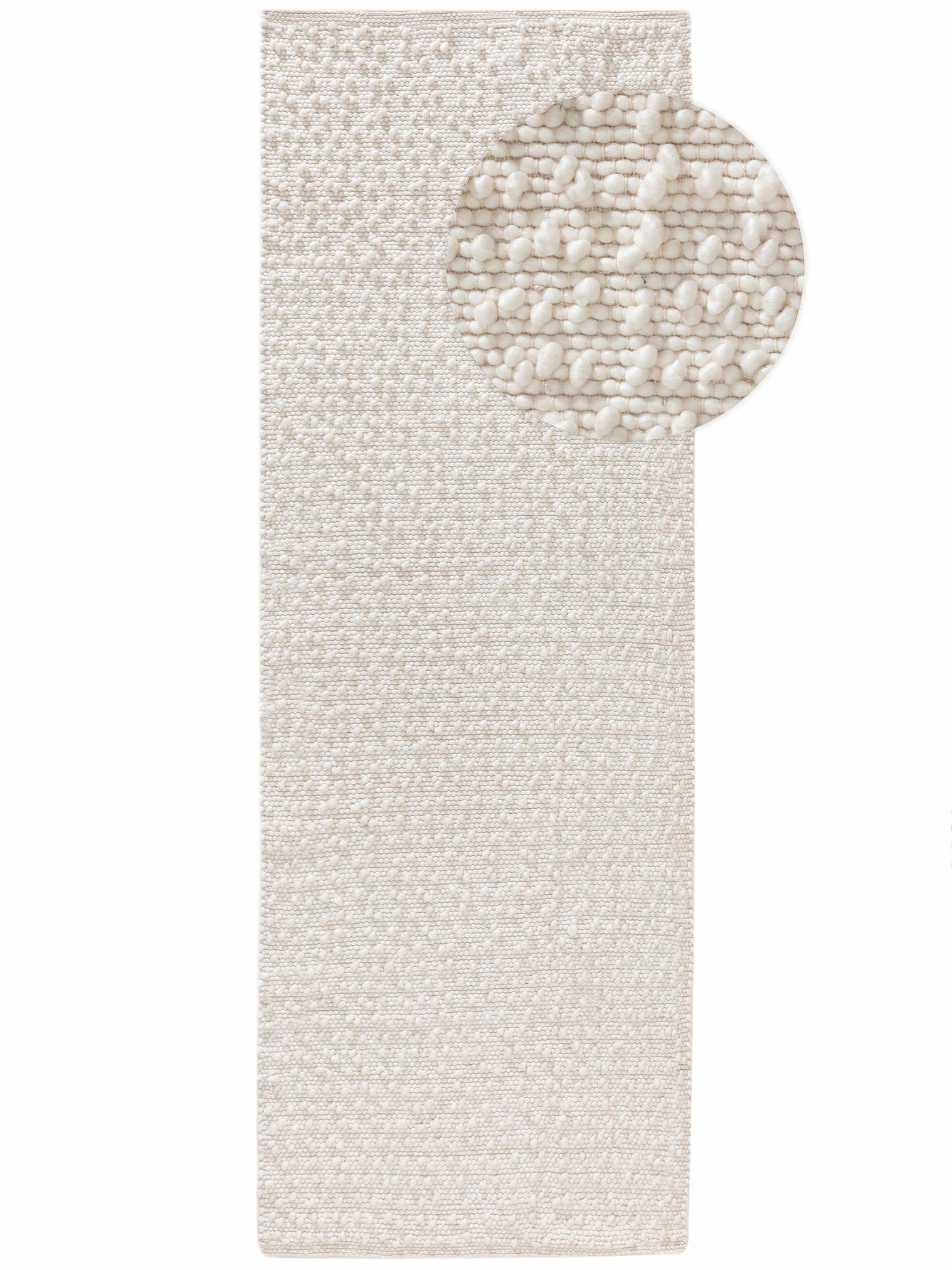 Rug made of 70% Wool, 20% Cotton, 10% Viscose in Beige with a 1- 5 mm high pile by benuta Pure