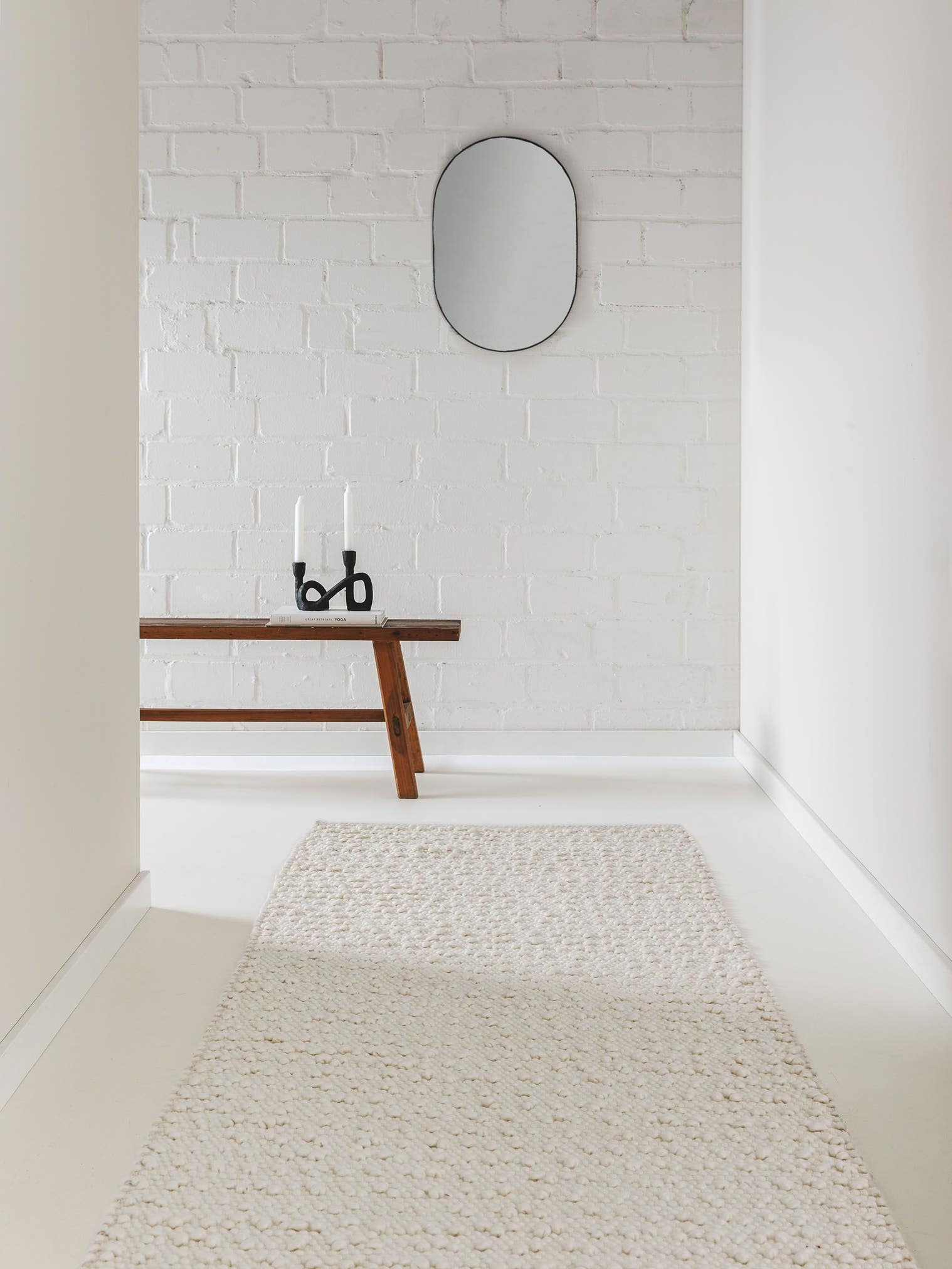 Rug made of 70% Wool, 20% Cotton, 10% Viscose in Beige with a 1- 5 mm high pile by benuta Pure