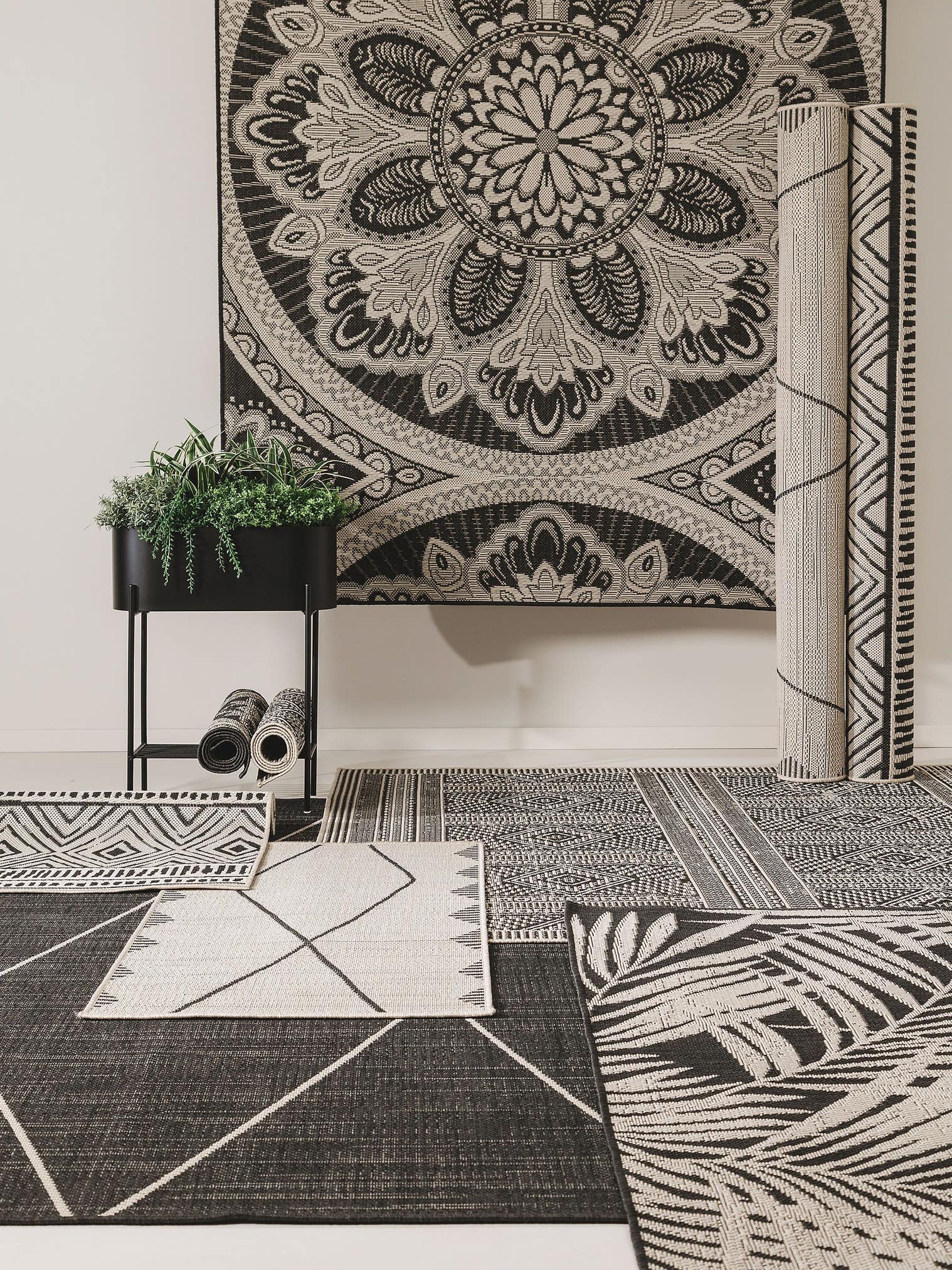 Teppich aus 100% Polypropylen in Schwarz/Weiß mit bis 5 mm hohem Flor von benuta Pop