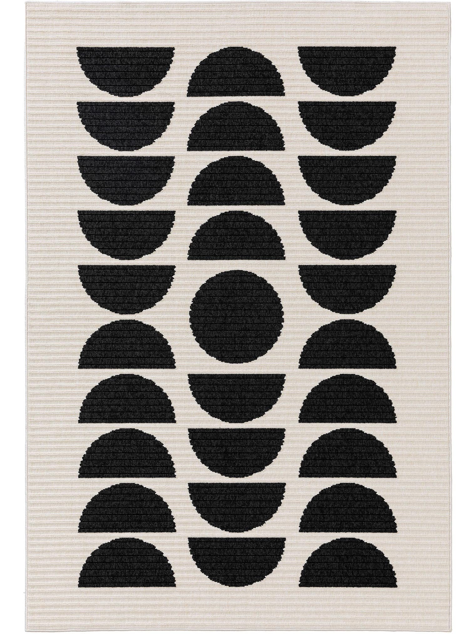 Rug made of 100% Polypropylene in Black/White with a 1- 5 mm high pile by benuta Pop