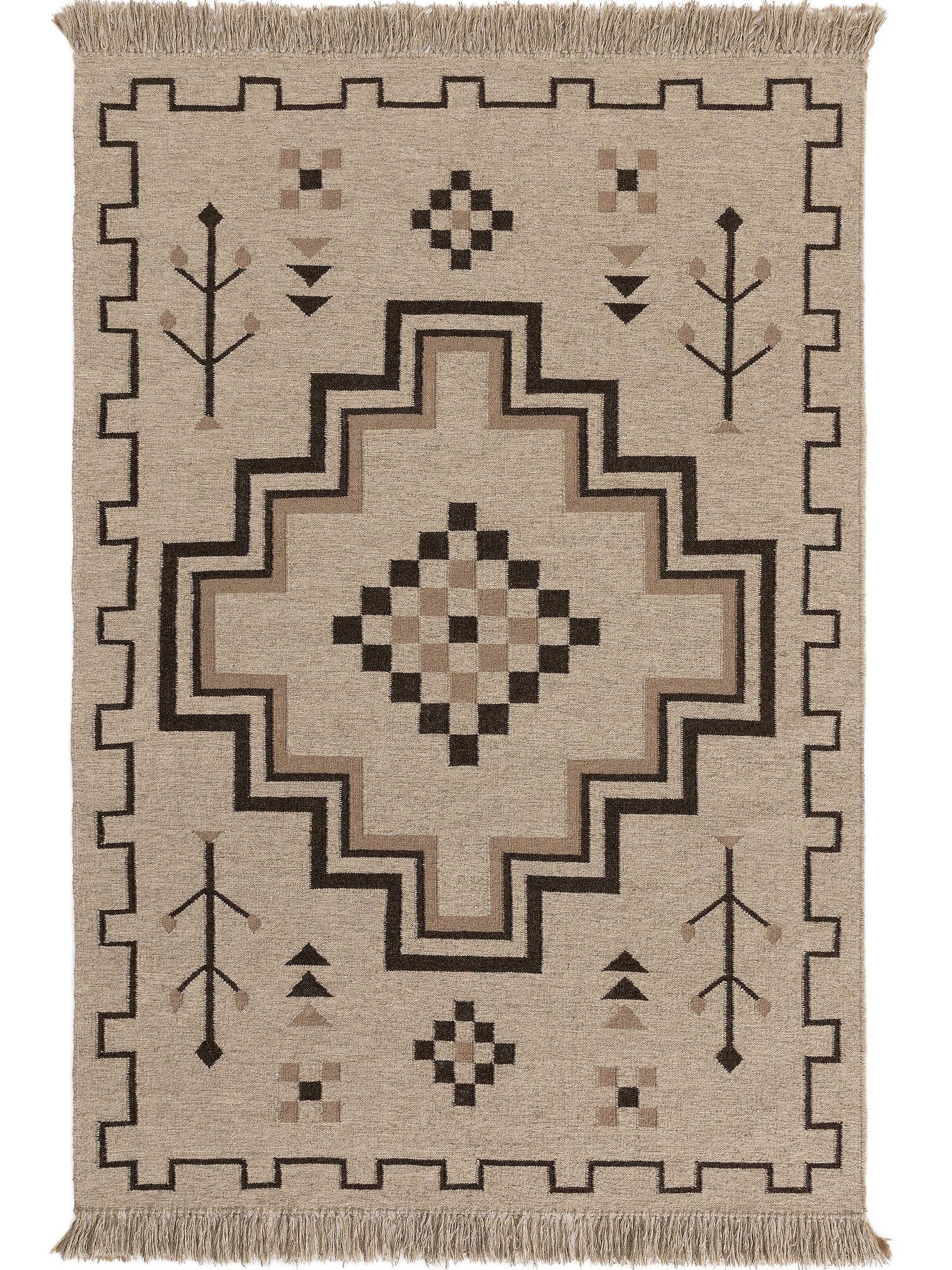Teppich aus 80% Wolle, 20% Baumwolle in Taupe mit bis 5 mm hohem Flor von benuta Pure