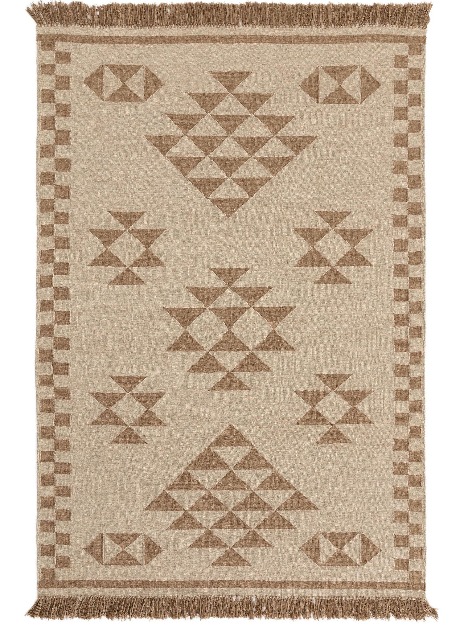 Teppich aus 80% Wolle, 20% Baumwolle in Beige mit bis 5 mm hohem Flor von benuta Pure