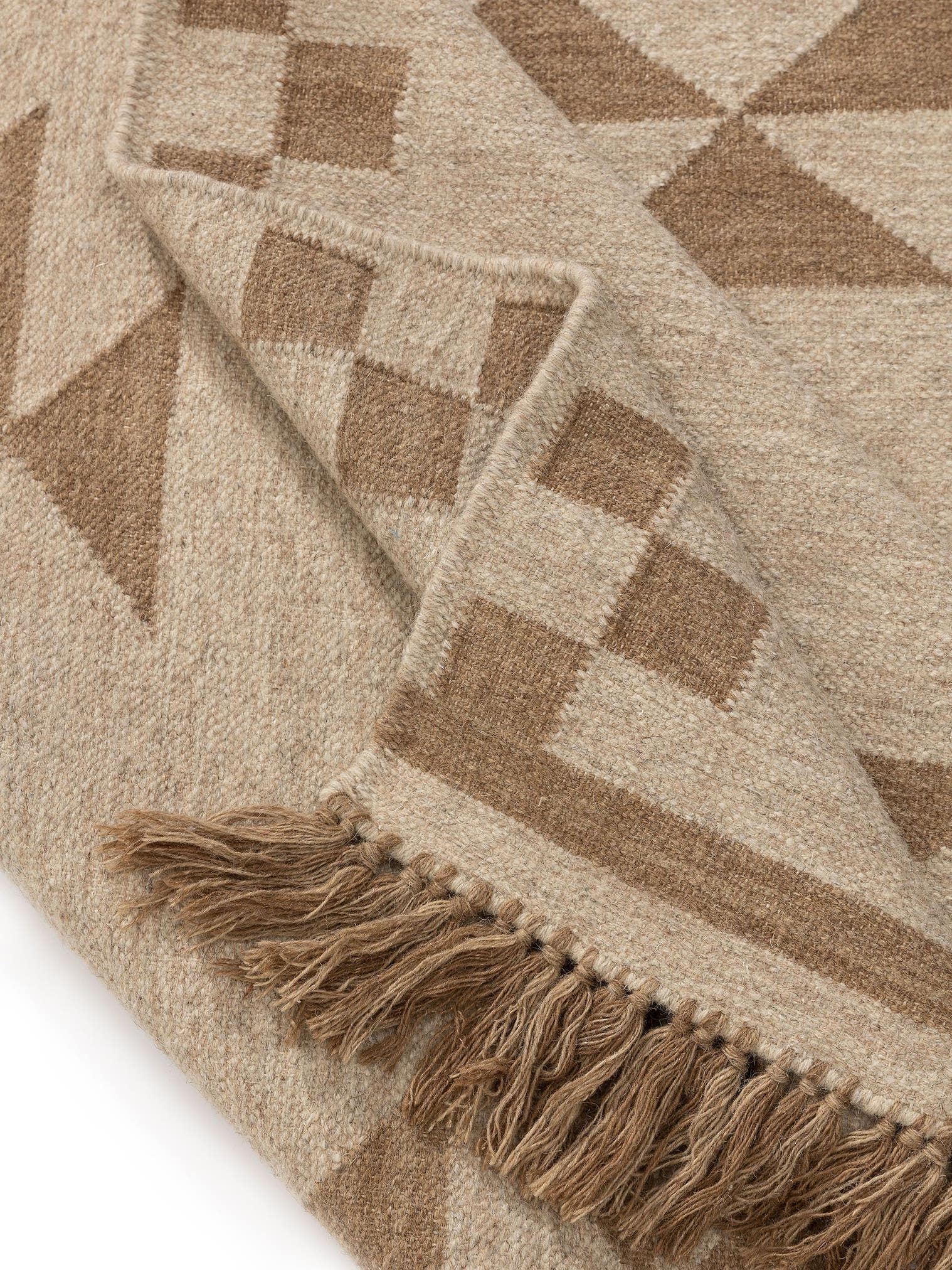 Teppich aus 80% Wolle, 20% Baumwolle in Beige mit bis 5 mm hohem Flor von benuta Pure