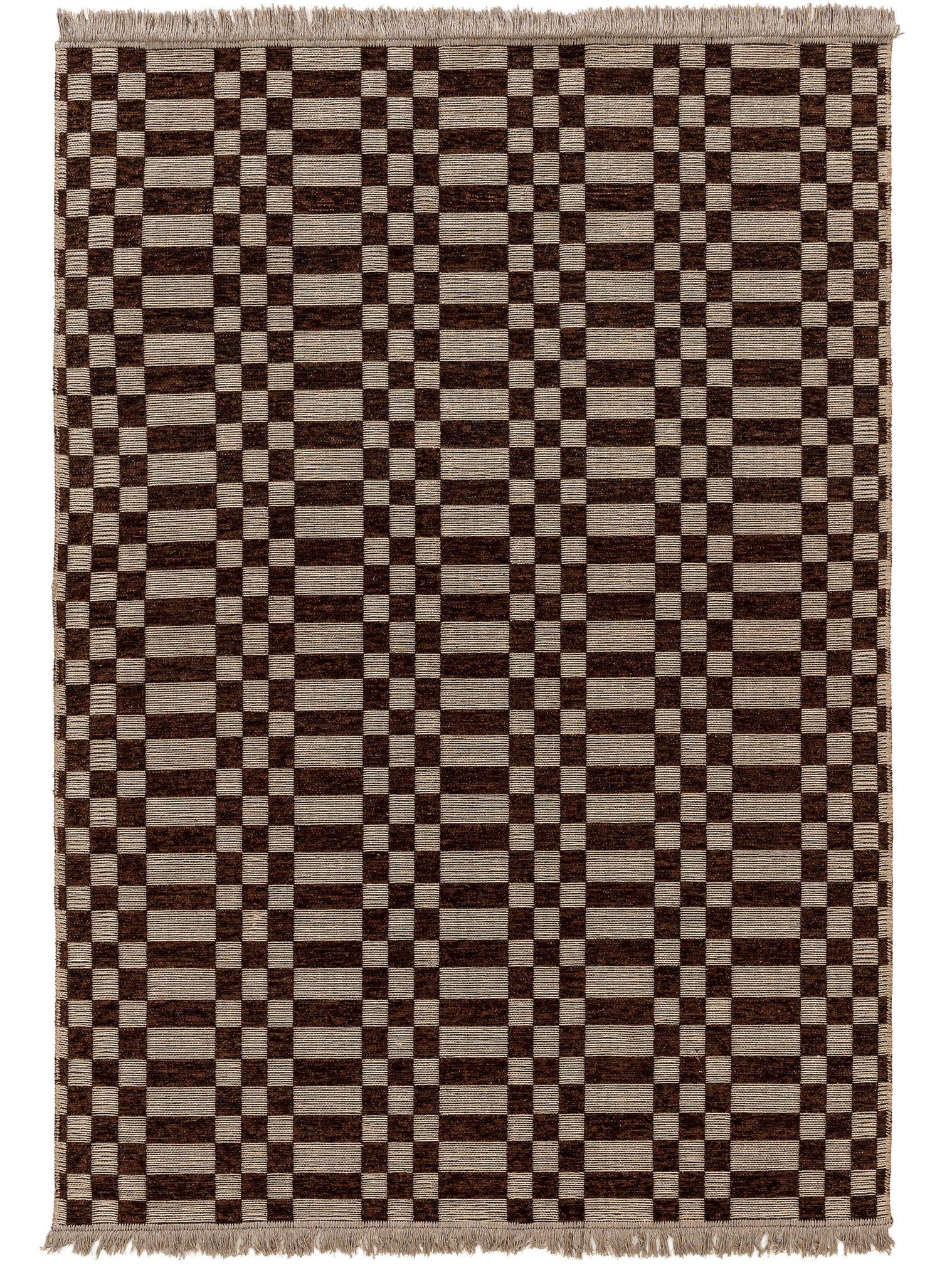 Teppich aus 55% Baumwolle (recycelt), 30% Jute, 15% Polyester in Braun mit bis 5 mm hohem Flor von benuta Pure