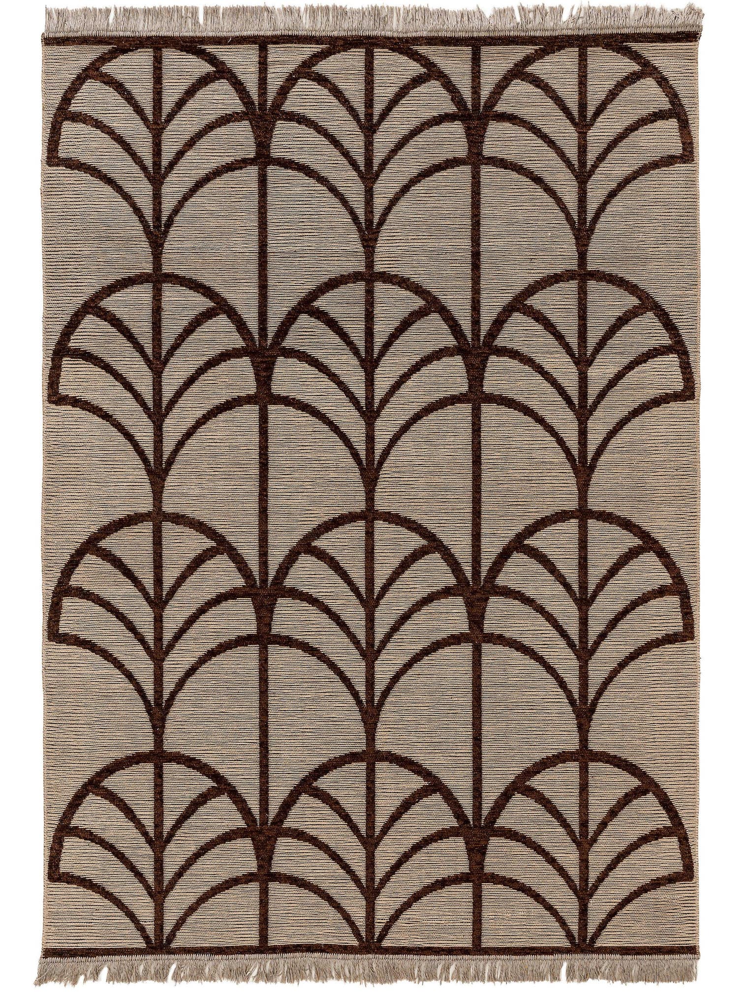 Matta av 55% Bomull (recycled), 30% Jute, 15% Polyester i Beige med 1- 5 mm hög lugg från benuta Pure