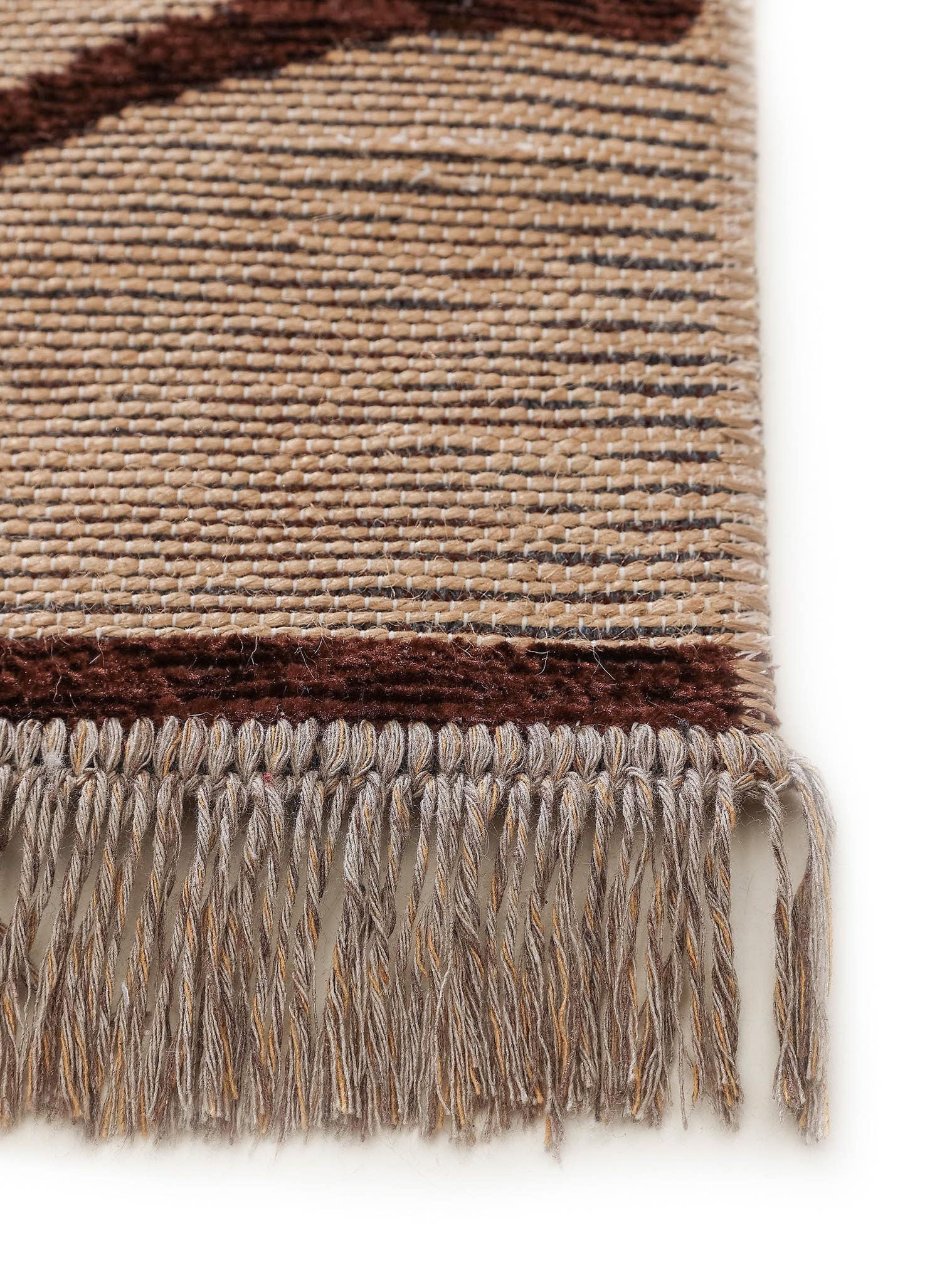 Matta av 55% Bomull (recycled), 30% Jute, 15% Polyester i Beige med 1- 5 mm hög lugg från benuta Pure