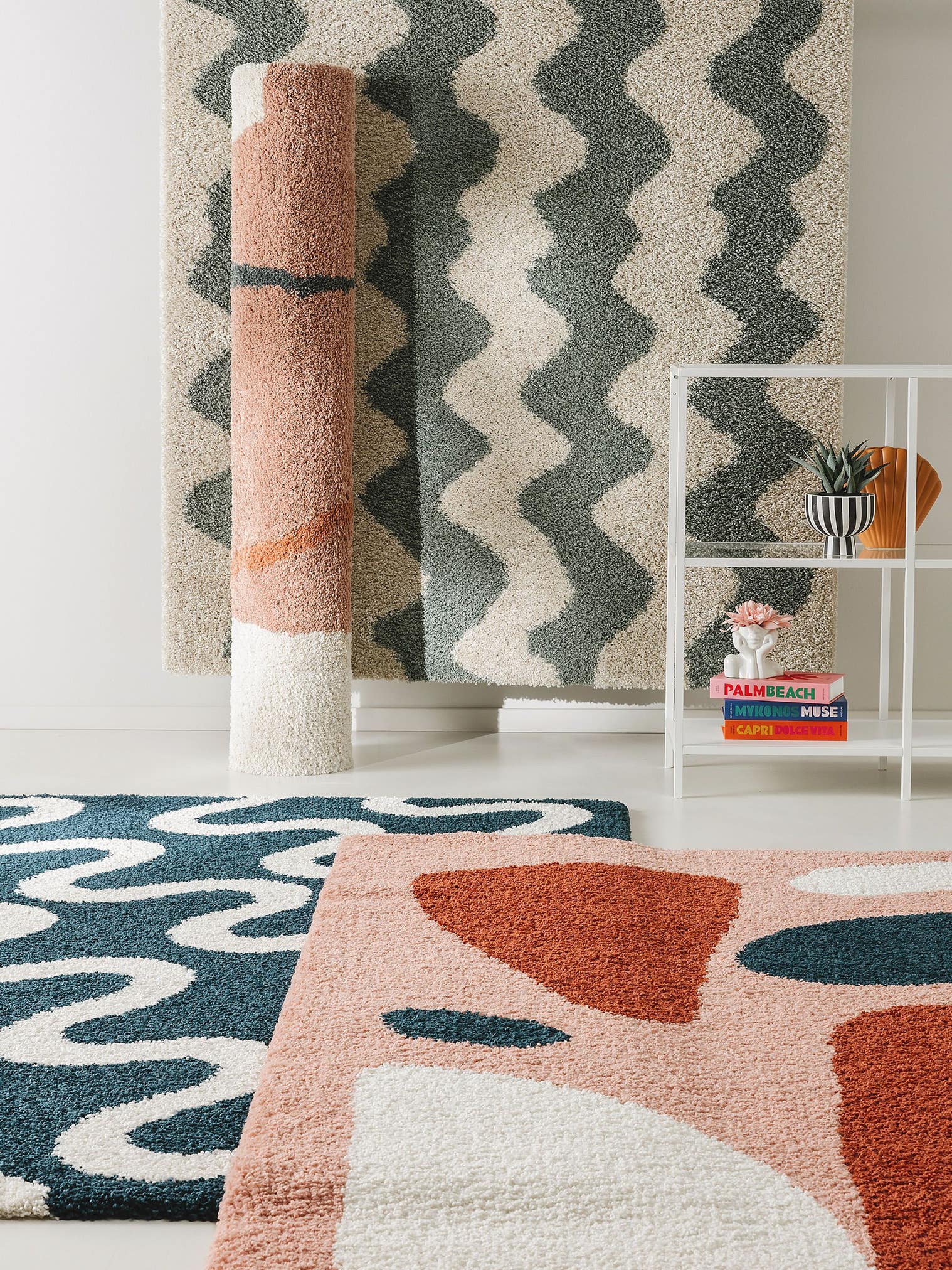 Matta av 100% Polypropylen i Flerfärgad med 21 - 30 mm hög lugg från benuta Pop