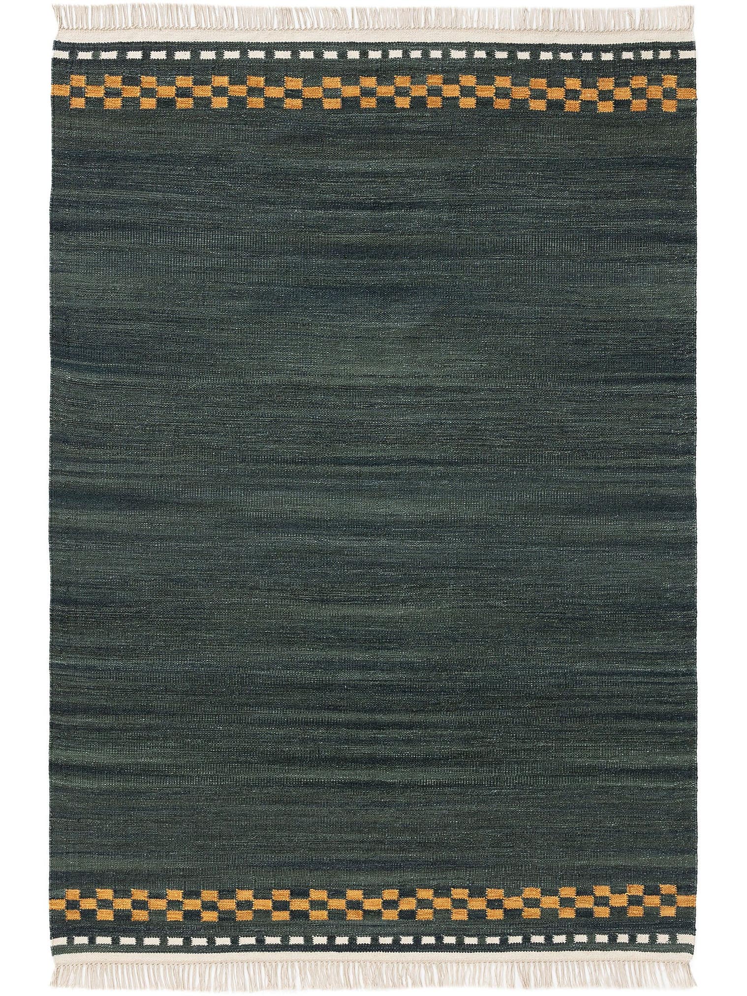 Teppich aus 80% Wolle, 20% Baumwolle in Grün mit bis 5 mm hohem Flor von benuta Pure