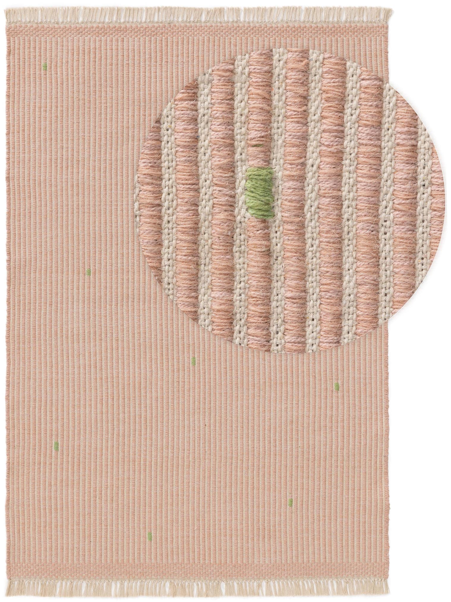 Rug made of 70% Cotton, 30% Wool in Pink with a 1- 5 mm high pile by Lytte
