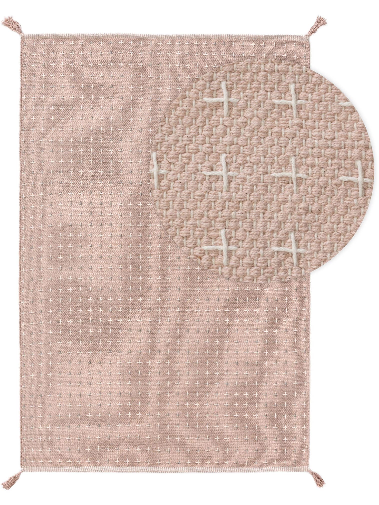Teppich aus 100% Baumwolle in Rosa mit bis 5 mm hohem Flor von Lytte