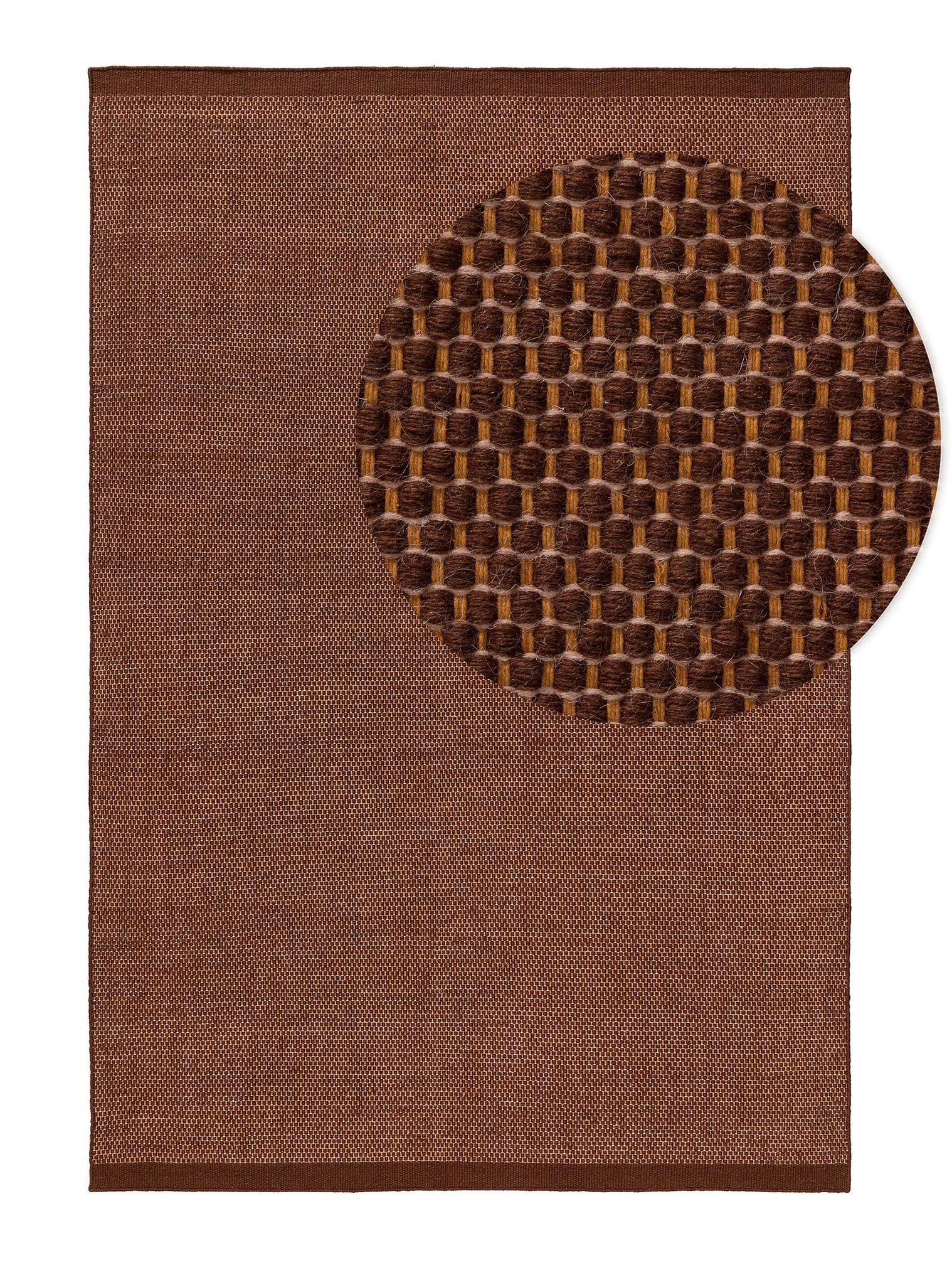 Teppich aus 80% Wolle, 20% Baumwolle in Braun mit bis 5 mm hohem Flor von benuta Pure