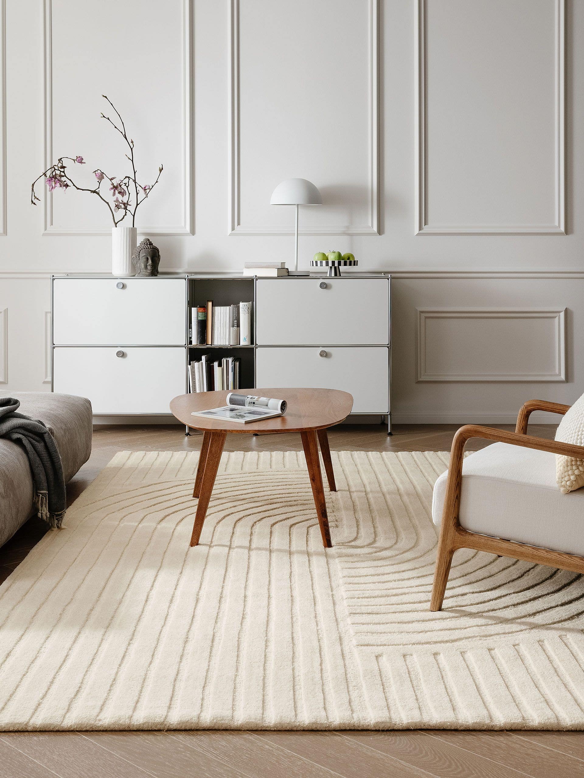 Rug made of 100% Wool in White with a 11 - 20 mm high pile by benuta Pure