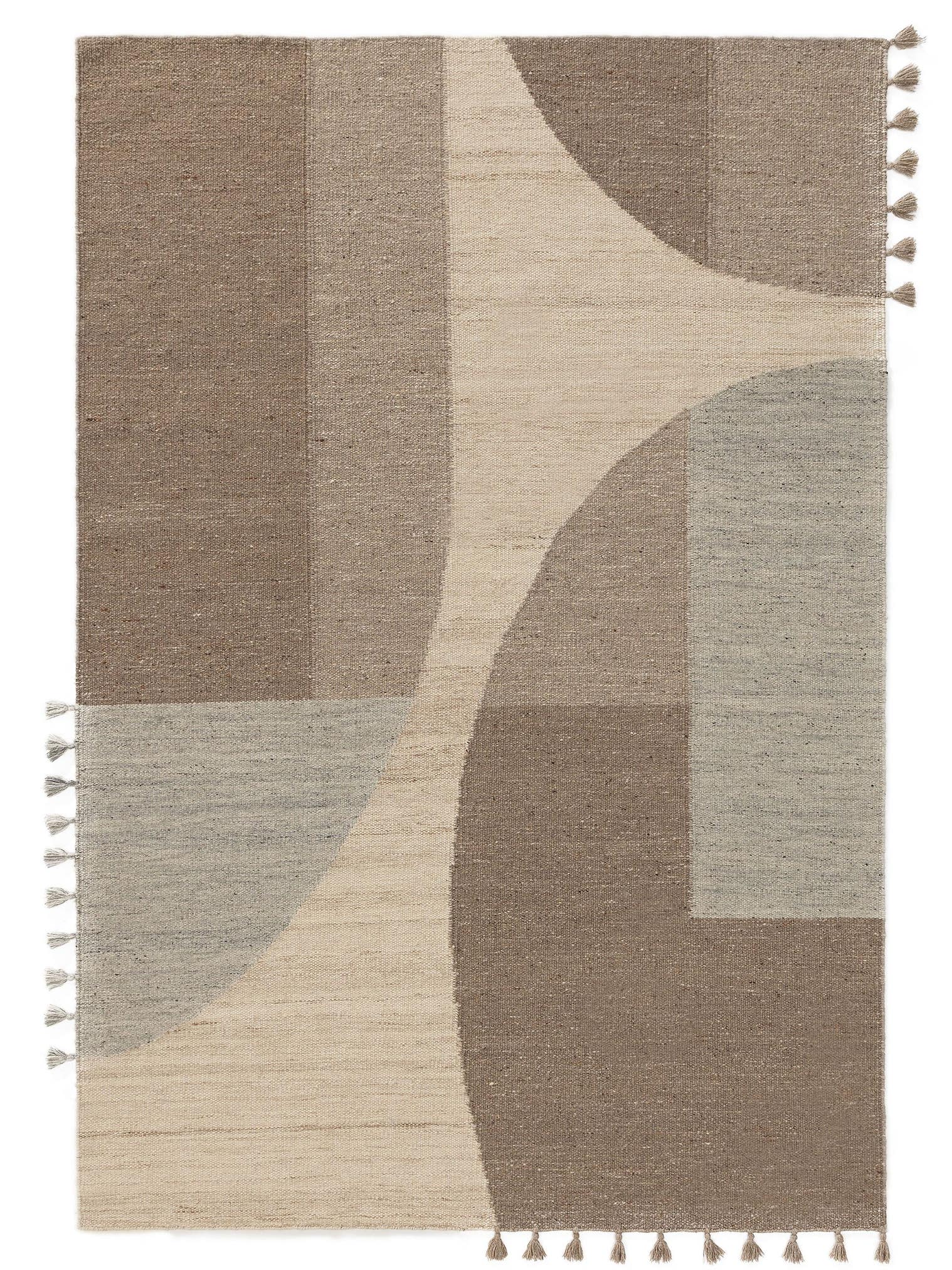 Teppich aus 80% Wolle, 20% Baumwolle in Grau mit bis 5 mm hohem Flor von benuta Pure