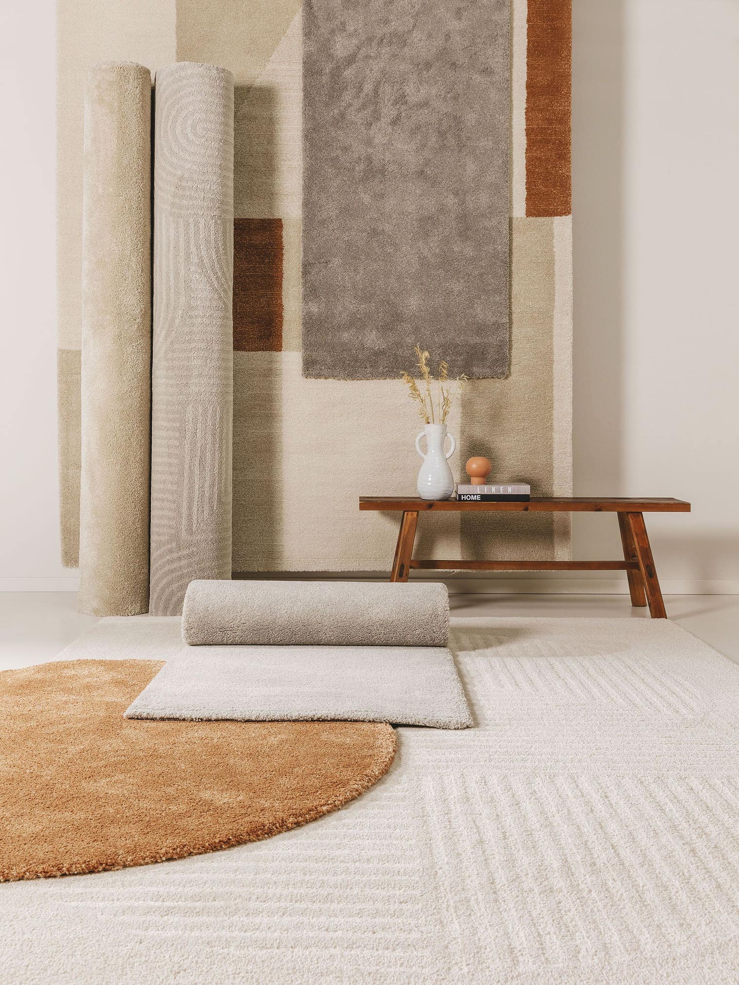 Tapis en 100% Polypropylène en Beige avec une pile de 21 - 30 mm de hauteur de benuta Nest