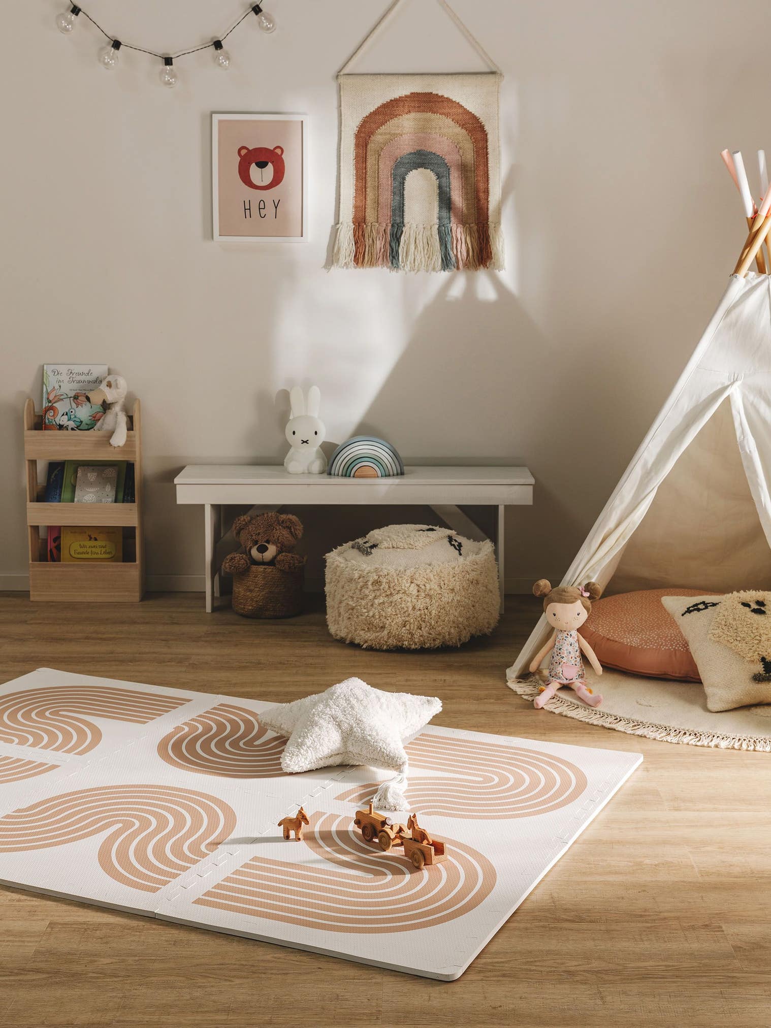 Tapis de jeu Archie Beige en motif KidsDesign en 100% Mousse EVA de Lytte