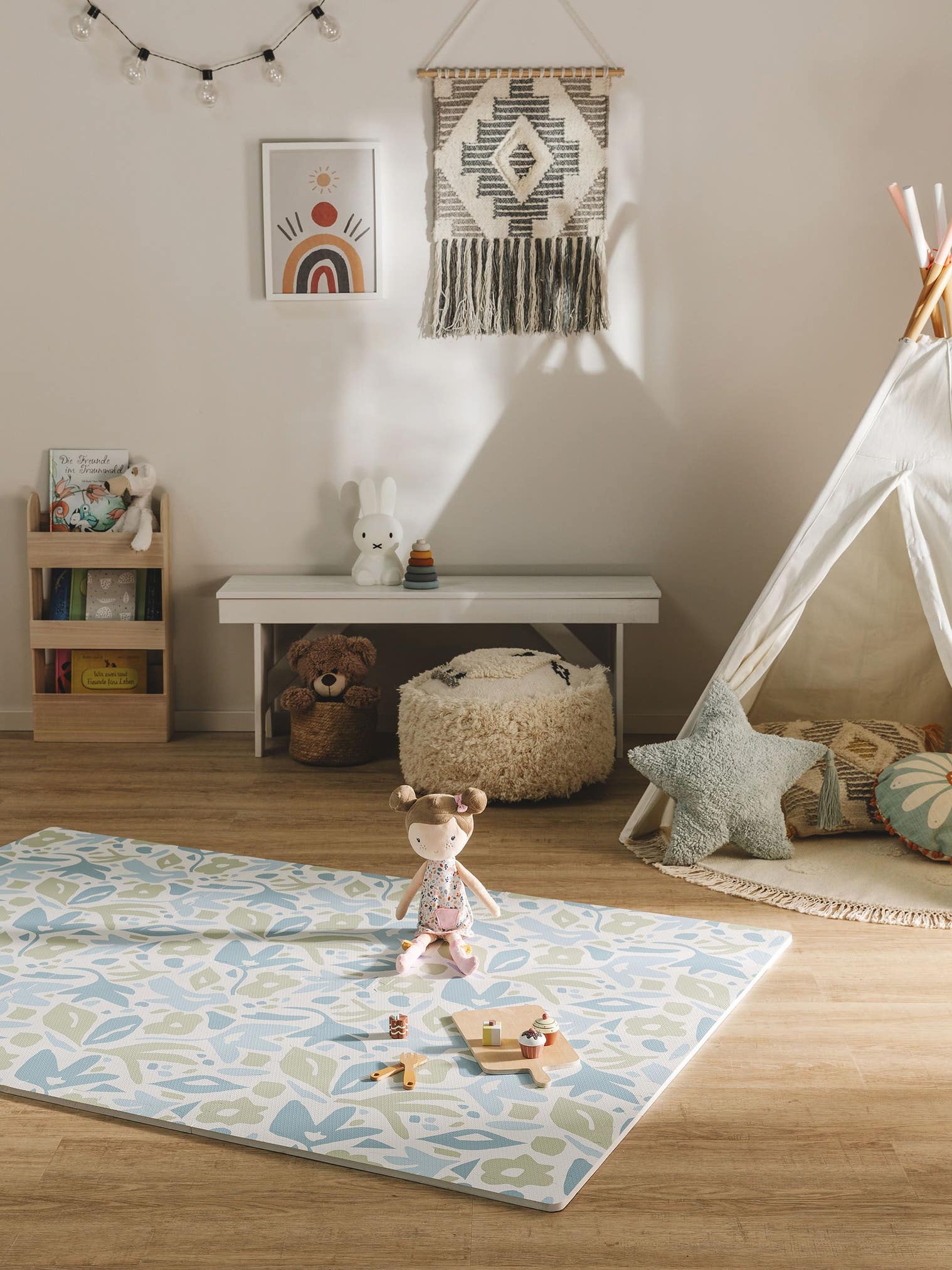 Spielmatte Flora Blau im Design Botanicals&Florals aus 100% EVA-Schaumstoff von Lytte