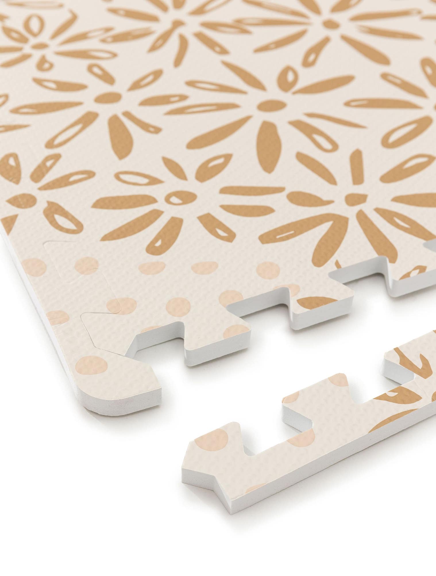 Spielmatte Daisy Beige im Design Botanicals&Florals aus 100% EVA-Schaumstoff von Lytte