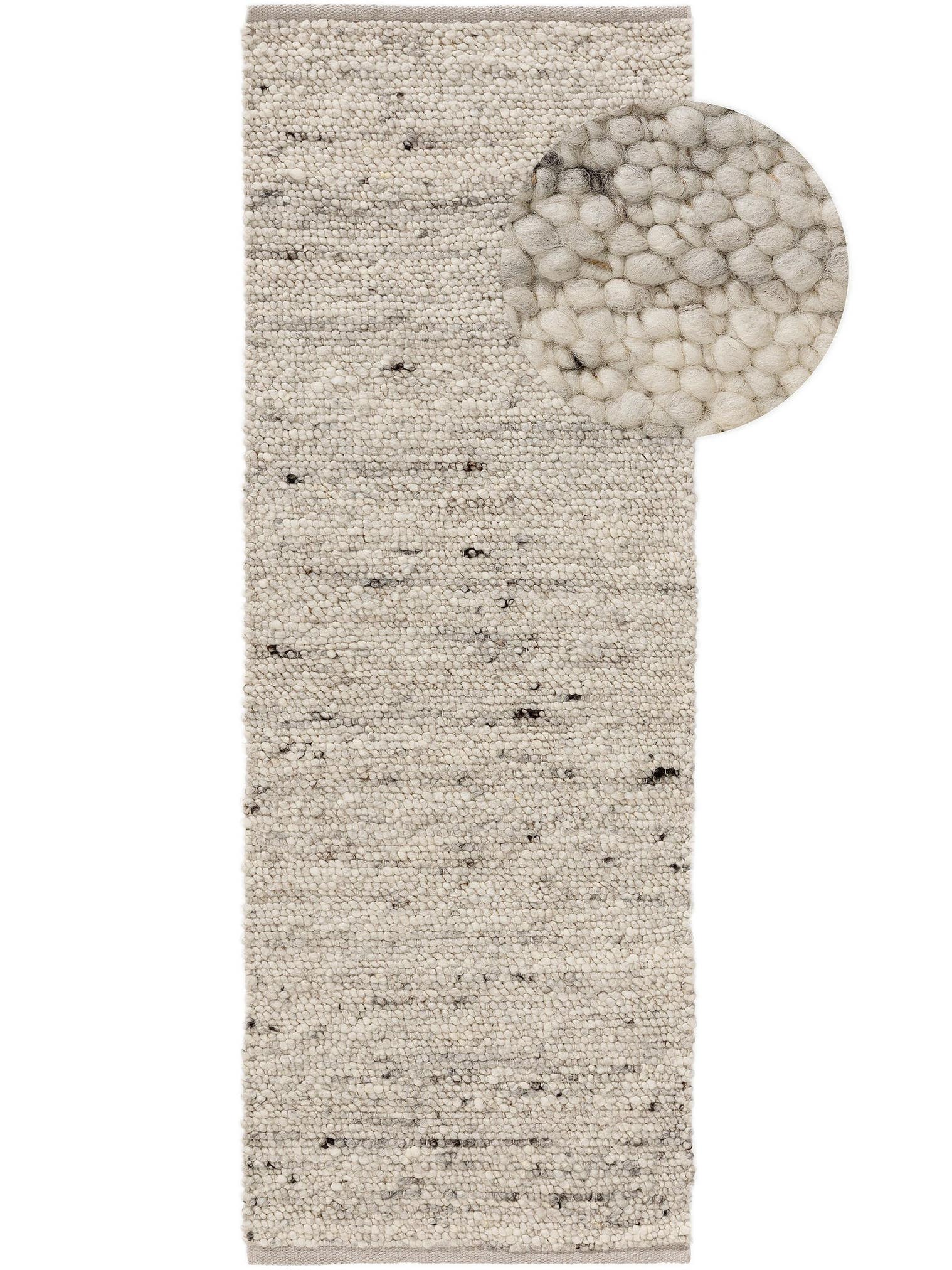 Teppich aus 70% Wolle, 30% Jute in Grau mit 11 bis 20 mm hohem Flor von benuta Pure