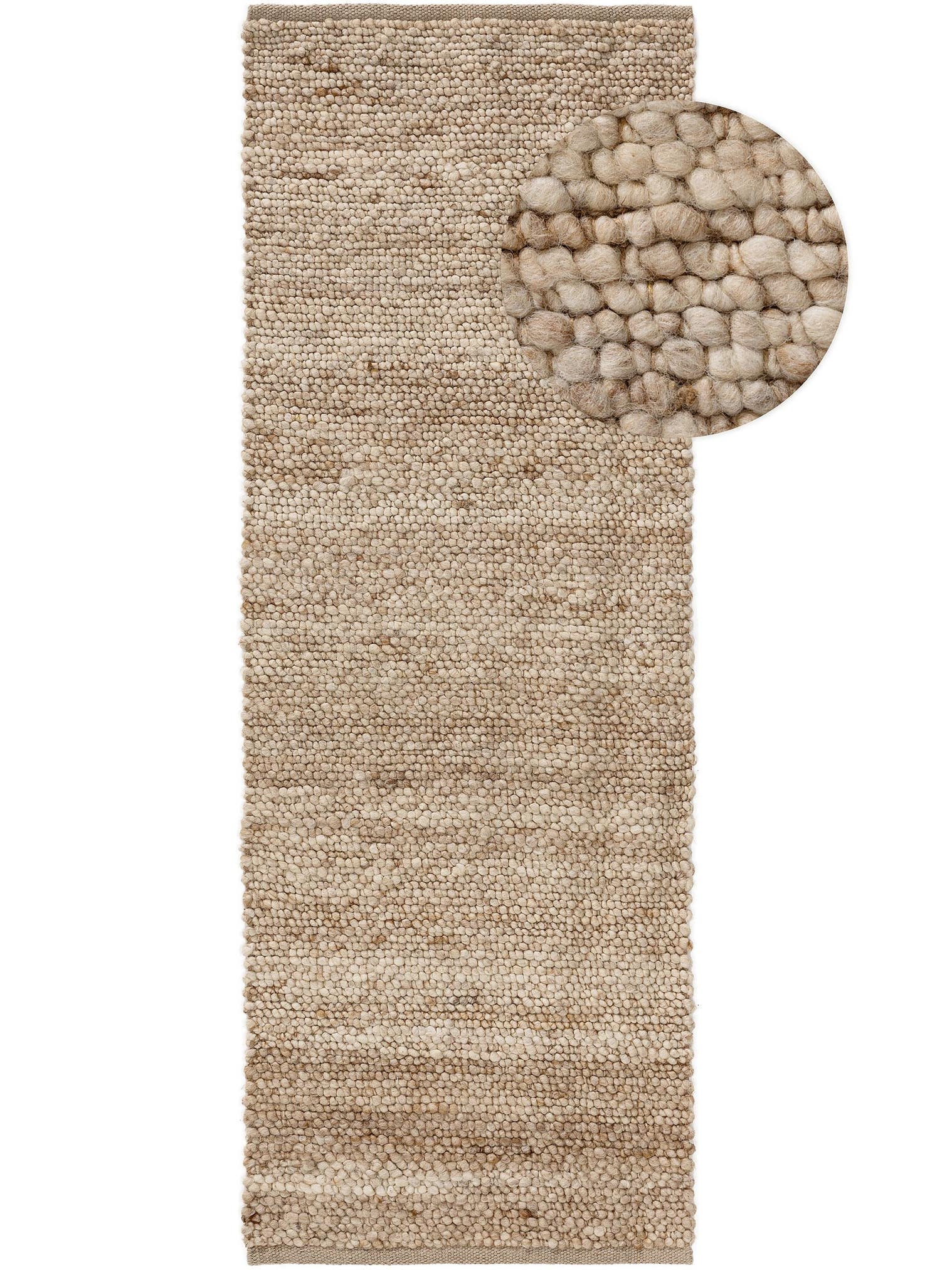 Matta av 70% Ull, 30% Jute i Beige med 11 - 20 mm hög lugg från benuta Pure