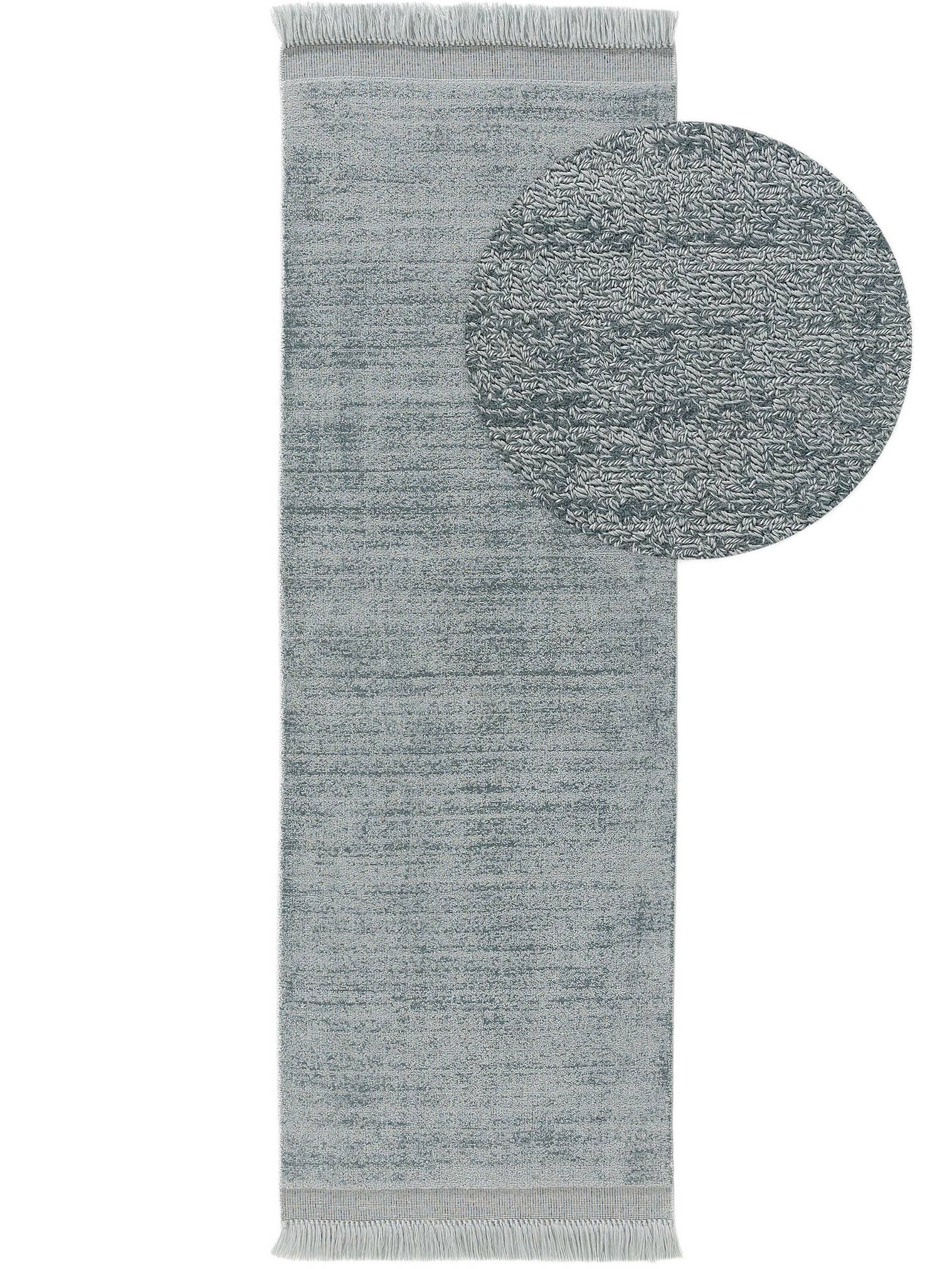 Tapis en 80% Polyester, 20% Coton en Turquoise avec une pile de 6 - 10 mm de hauteur de benuta Pure
