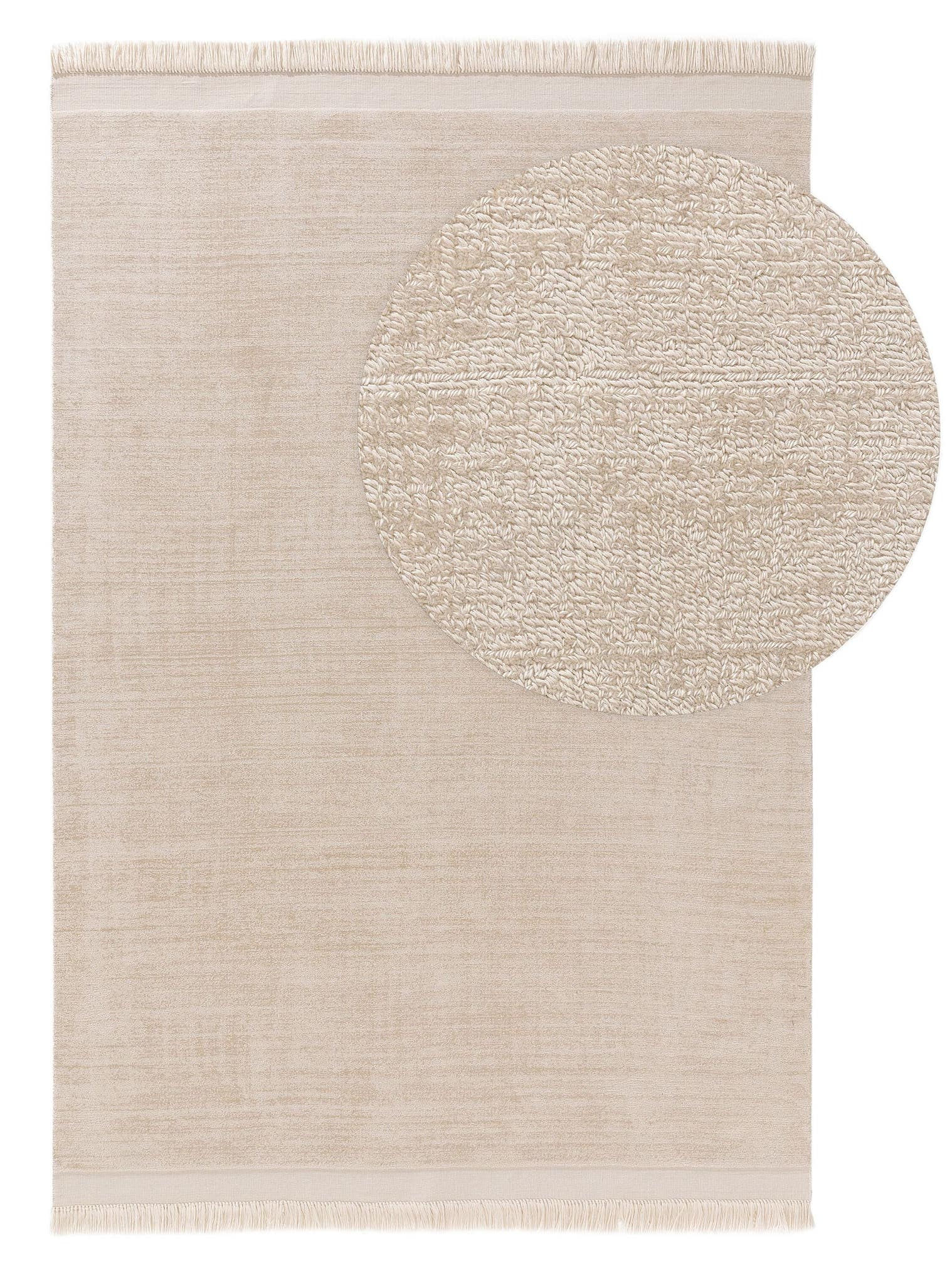 Tæppe af 80% Polyester, 20% Bomuld i Beige med 6 - 10 mm høj luv fra benuta Pure