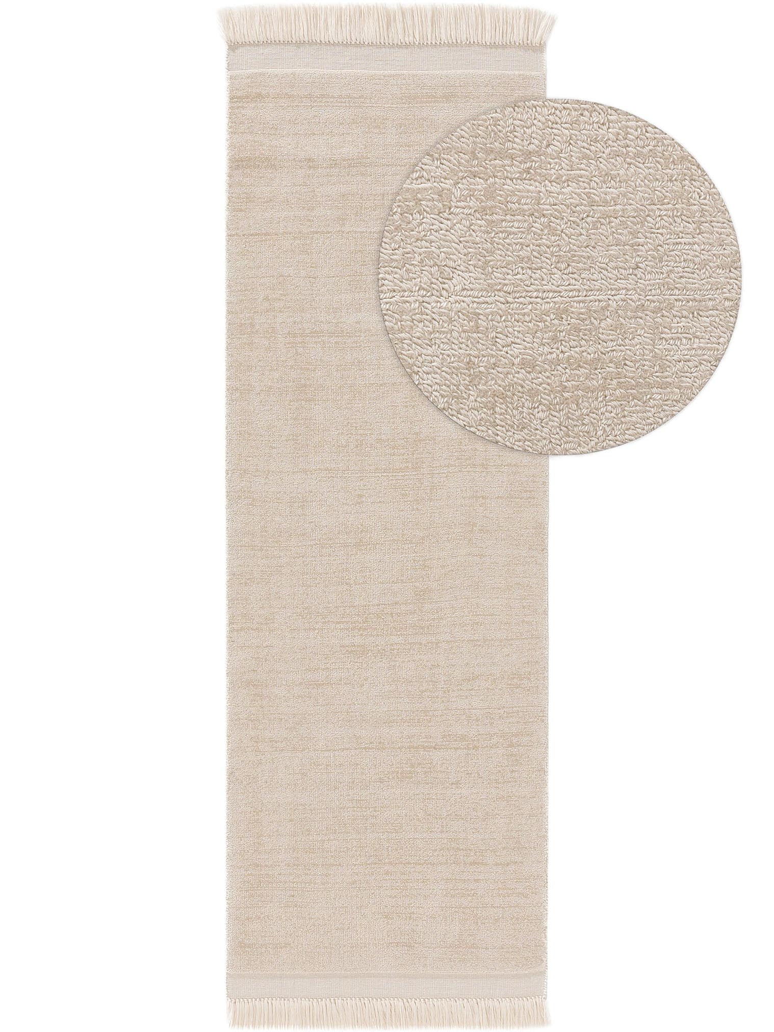 Teppich aus 80% Polyester, 20% Baumwolle in Beige mit 6 bis 10 mm hohem Flor von benuta Pure