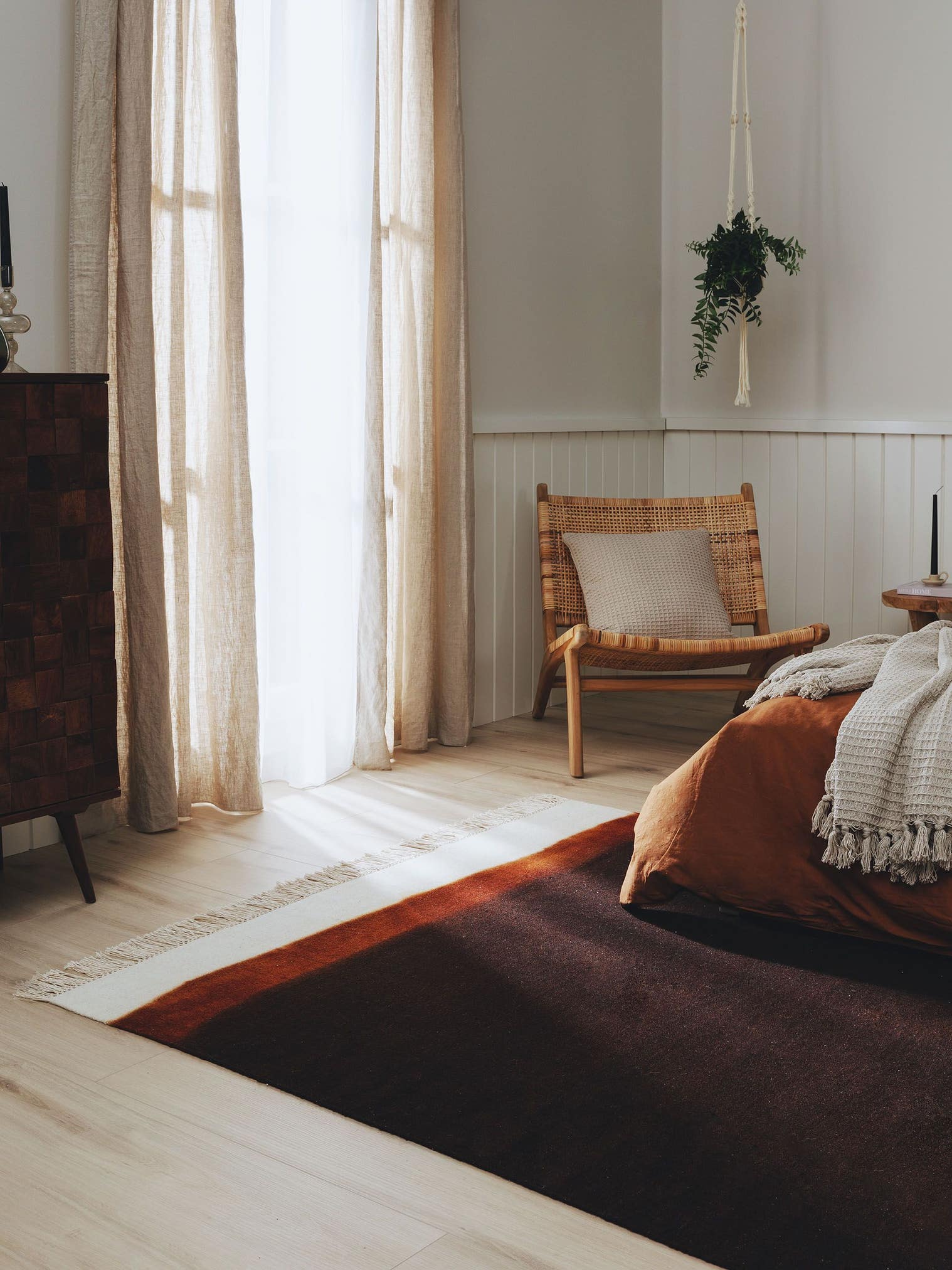 Tapis en 80% laine, 20% coton en Marron avec une pile de 1- 5 mm de hauteur de benuta Pop