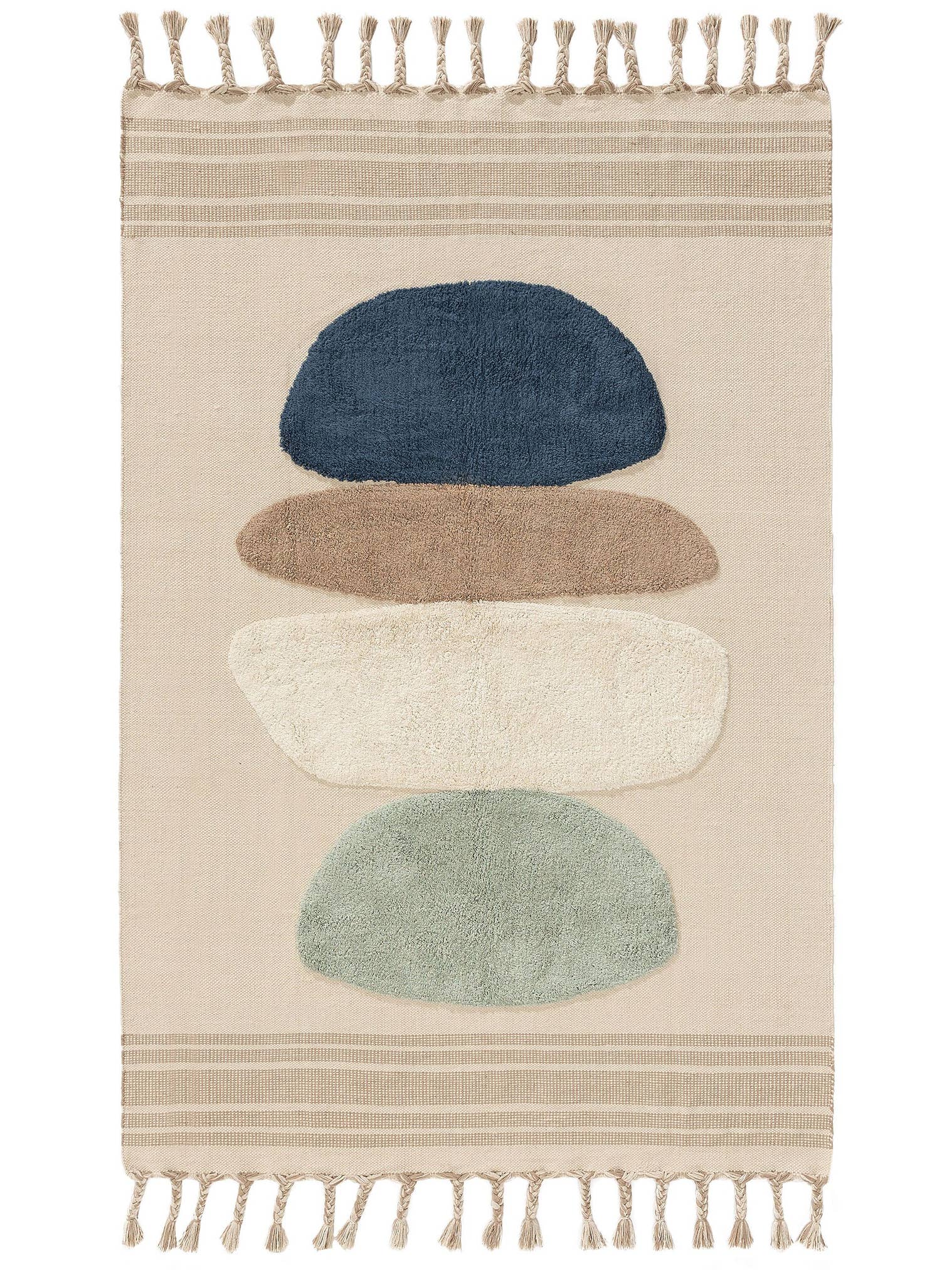 Rug made of 100% Cotton in Blue with a 1- 5 mm high pile by benuta Pop