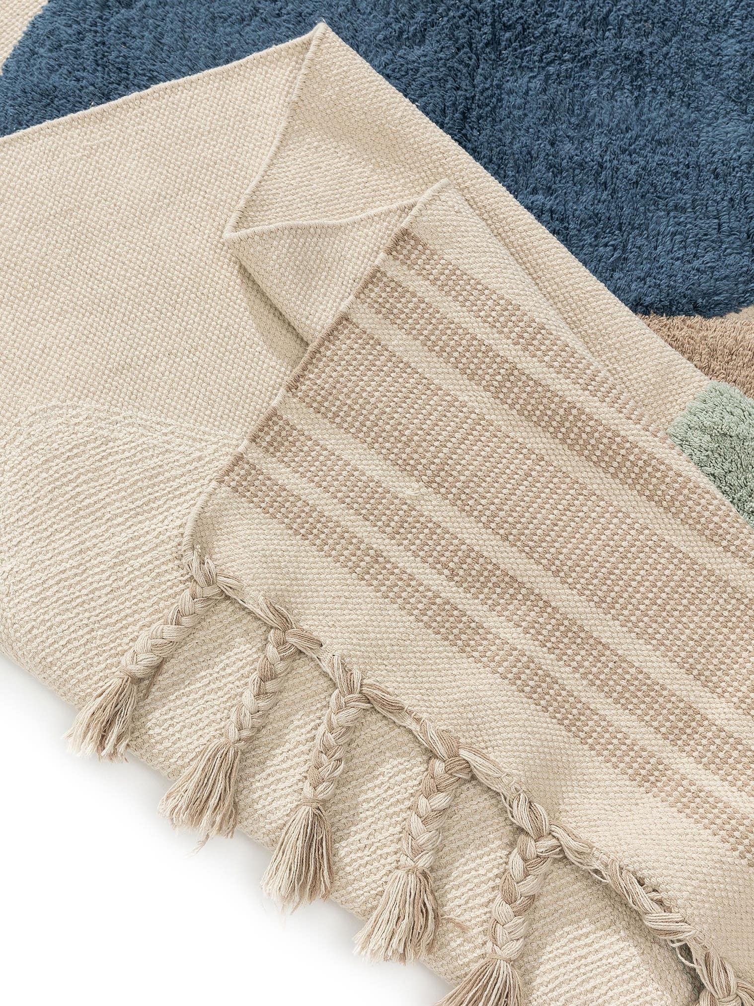 Tappeto di 100% Cotone in Azzurro con pelo alto 1- 5 mm da benuta Pop