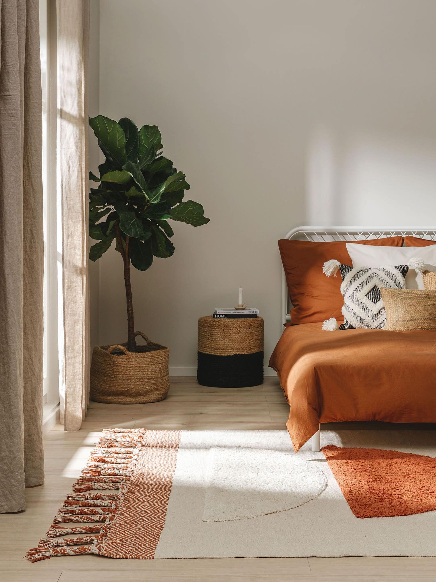 Matta av 100% Bomull i Orange med 1- 5 mm hög lugg från benuta Pop
