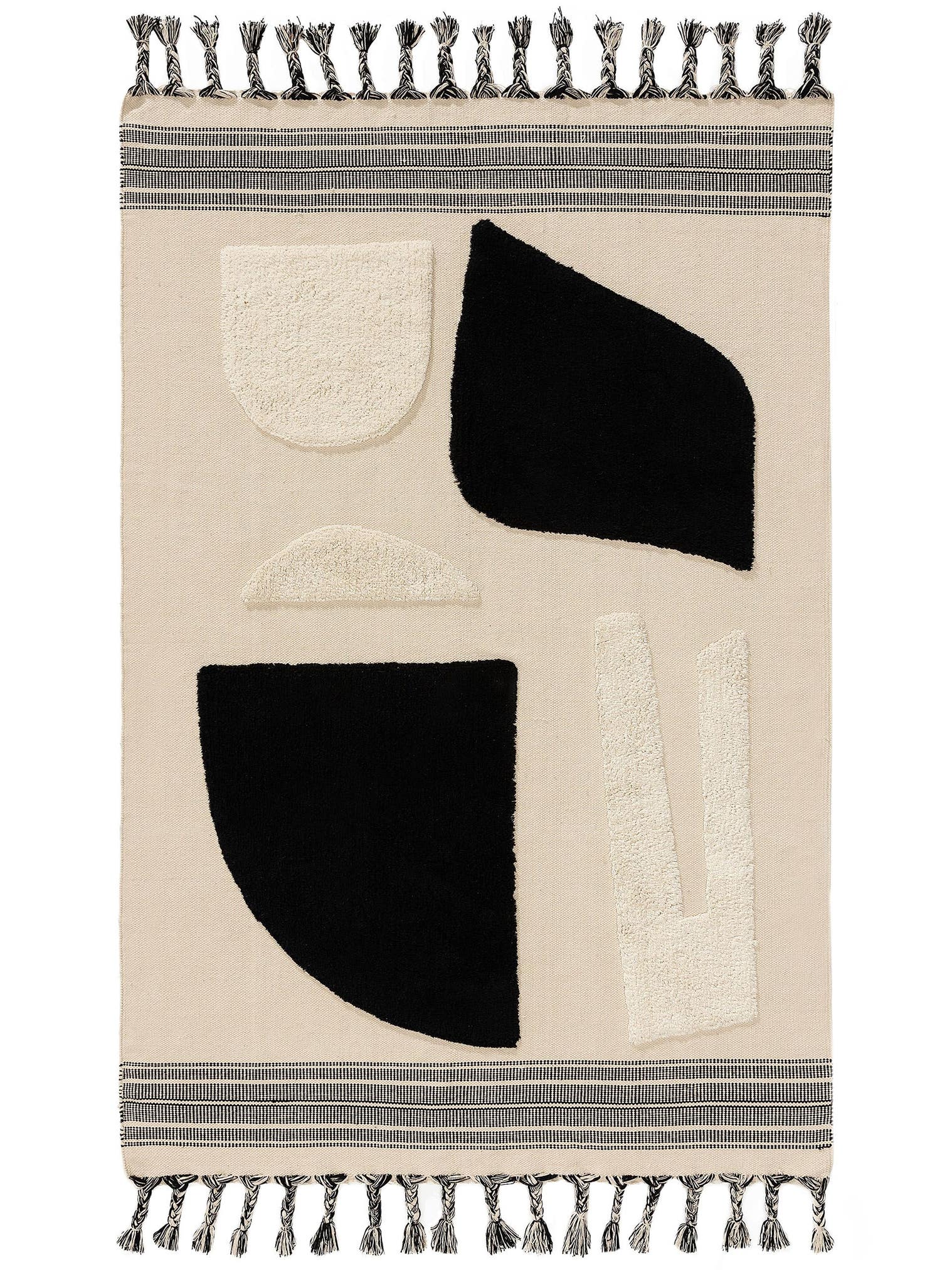 Rug made of 100% Cotton in Black/White with a 1- 5 mm high pile by benuta Pop