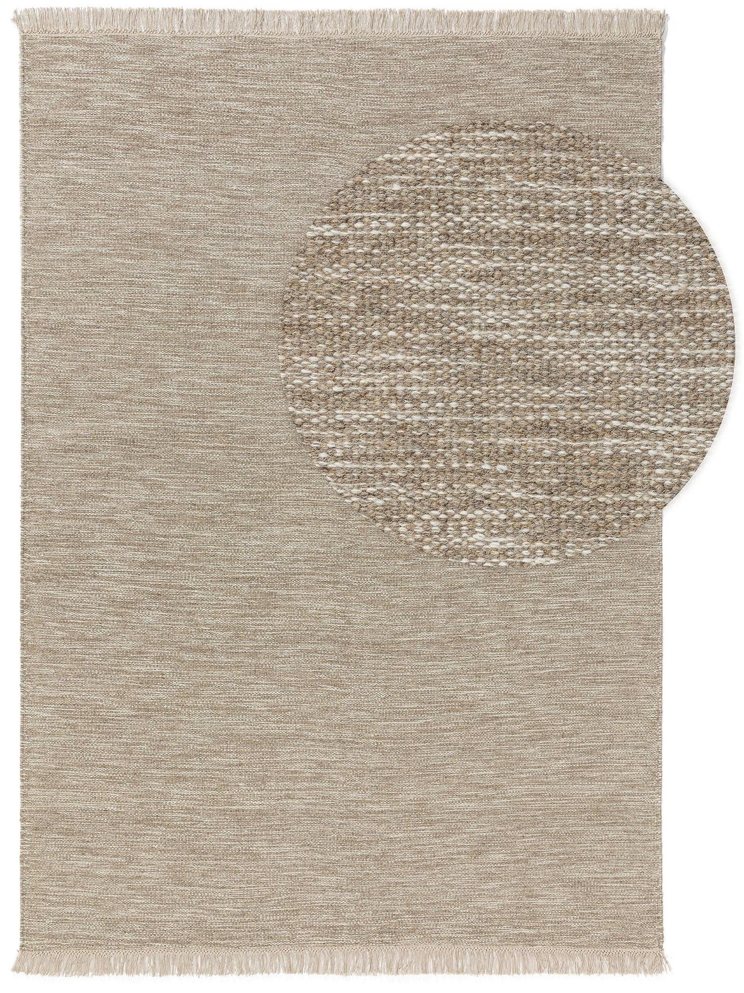 Rug made of 80% wool, 20% cotton in Taupe with a 1- 5 mm high pile by benuta Pure
