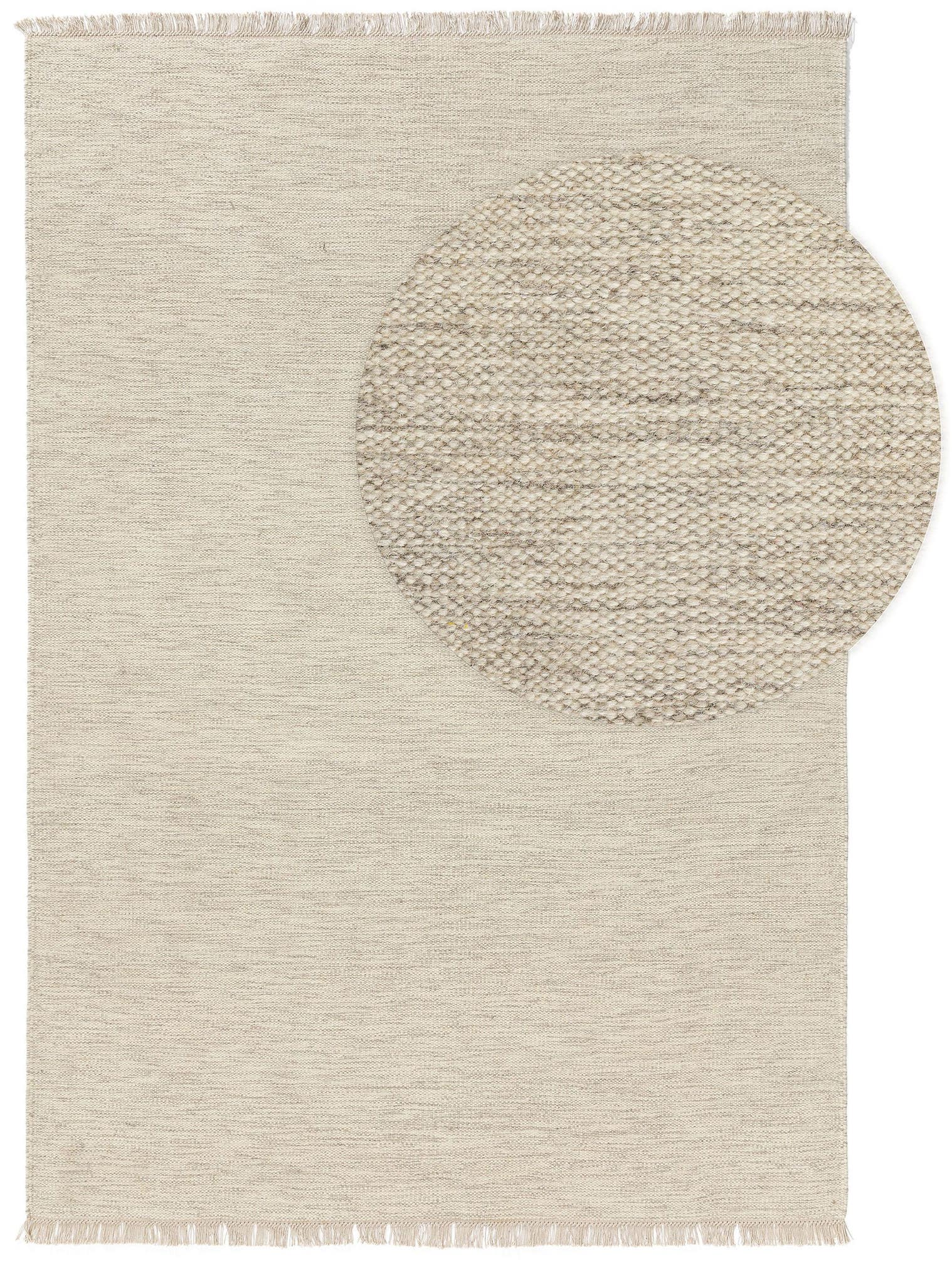 Tappeto di 80% lana, 20% cotone in Beige con pelo alto 1- 5 mm da benuta Pure