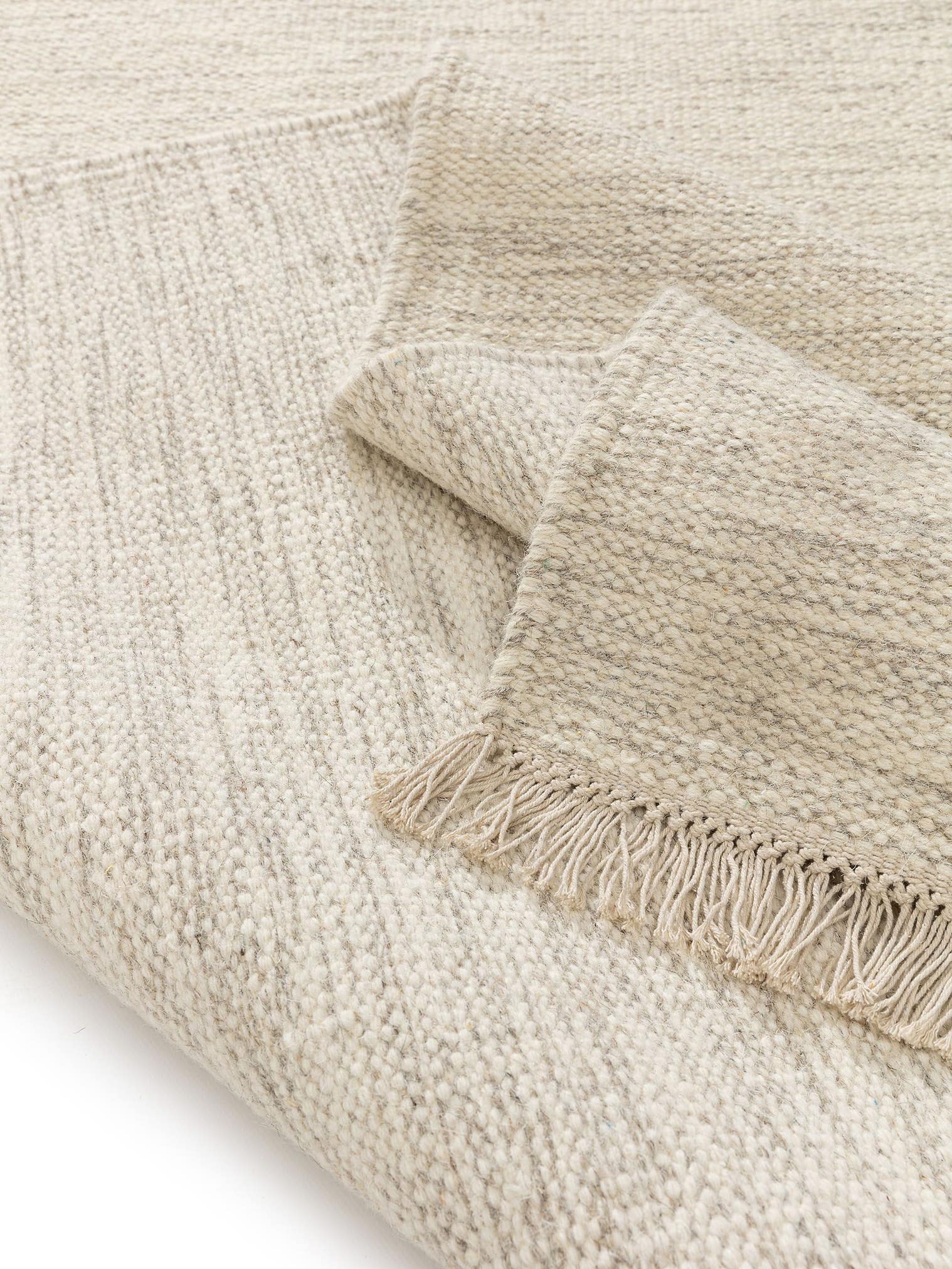 Tappeto di 80% lana, 20% cotone in Beige con pelo alto 1- 5 mm da benuta Pure