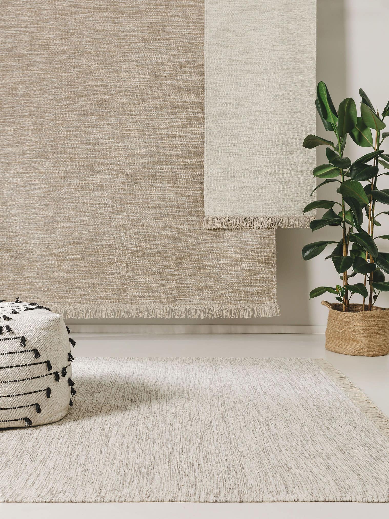 Tappeto di 80% lana, 20% cotone in Beige con pelo alto 1- 5 mm da benuta Pure