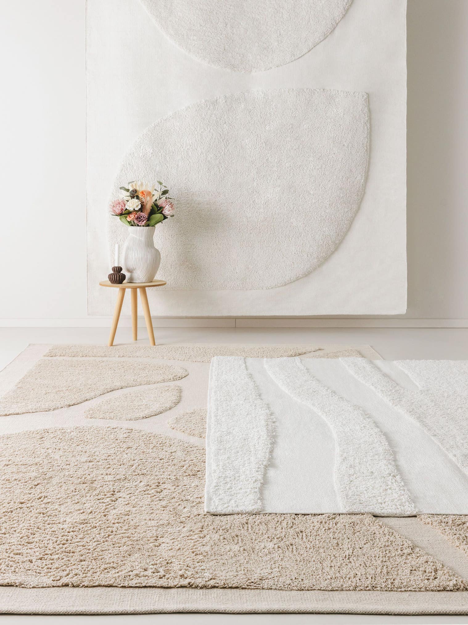 Tapis en 100% Coton (organic) en Beige avec une pile de 6 - 10 mm de hauteur de benuta Pop