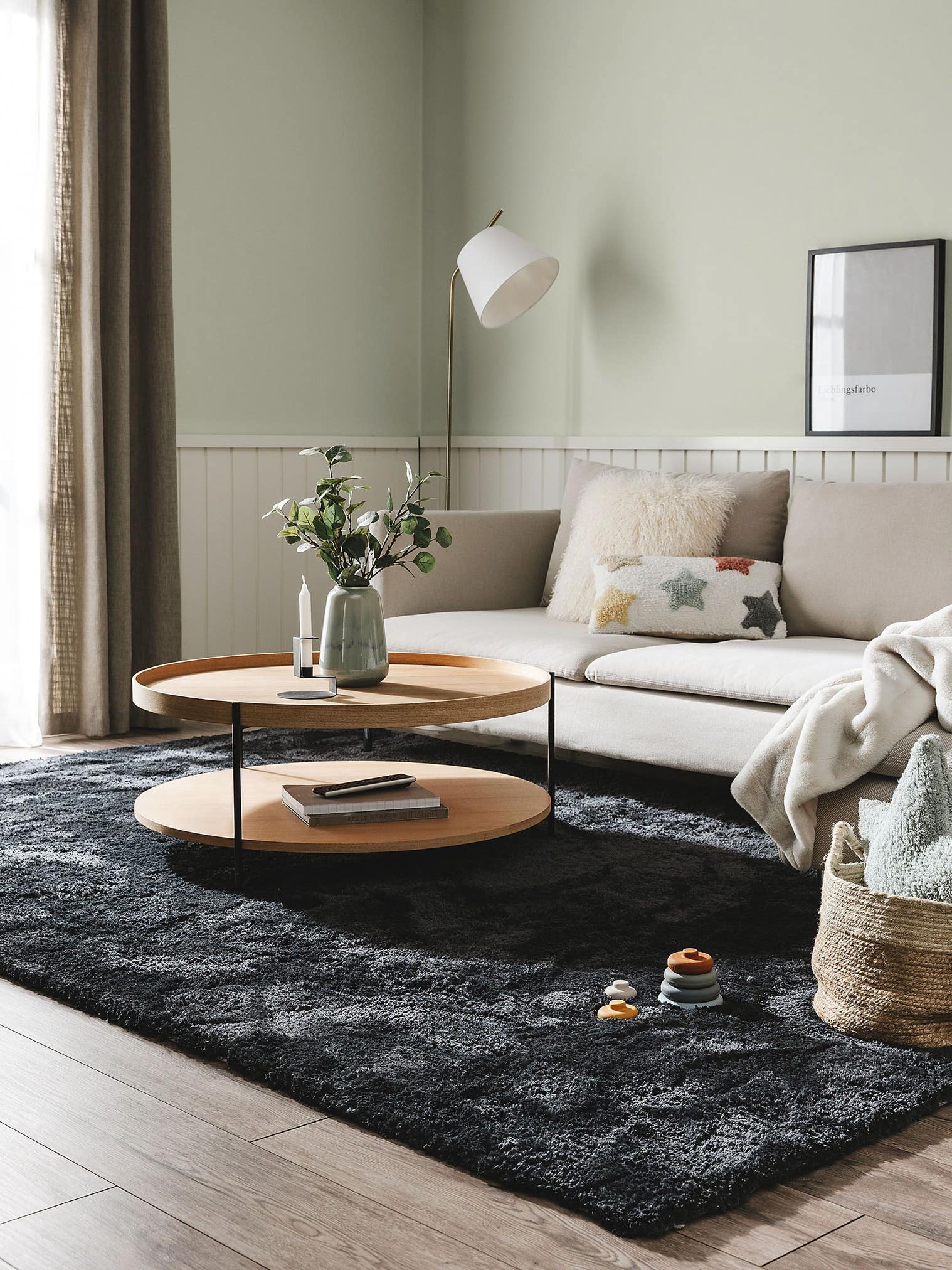 Tapis en 100% Polyester en Gris avec une pile de 31 - 40 mm de hauteur de benuta Nest