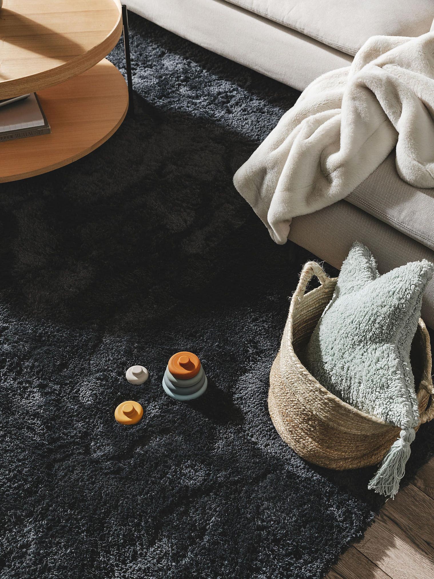 Tapis en 100% Polyester en Gris avec une pile de 31 - 40 mm de hauteur de benuta Nest