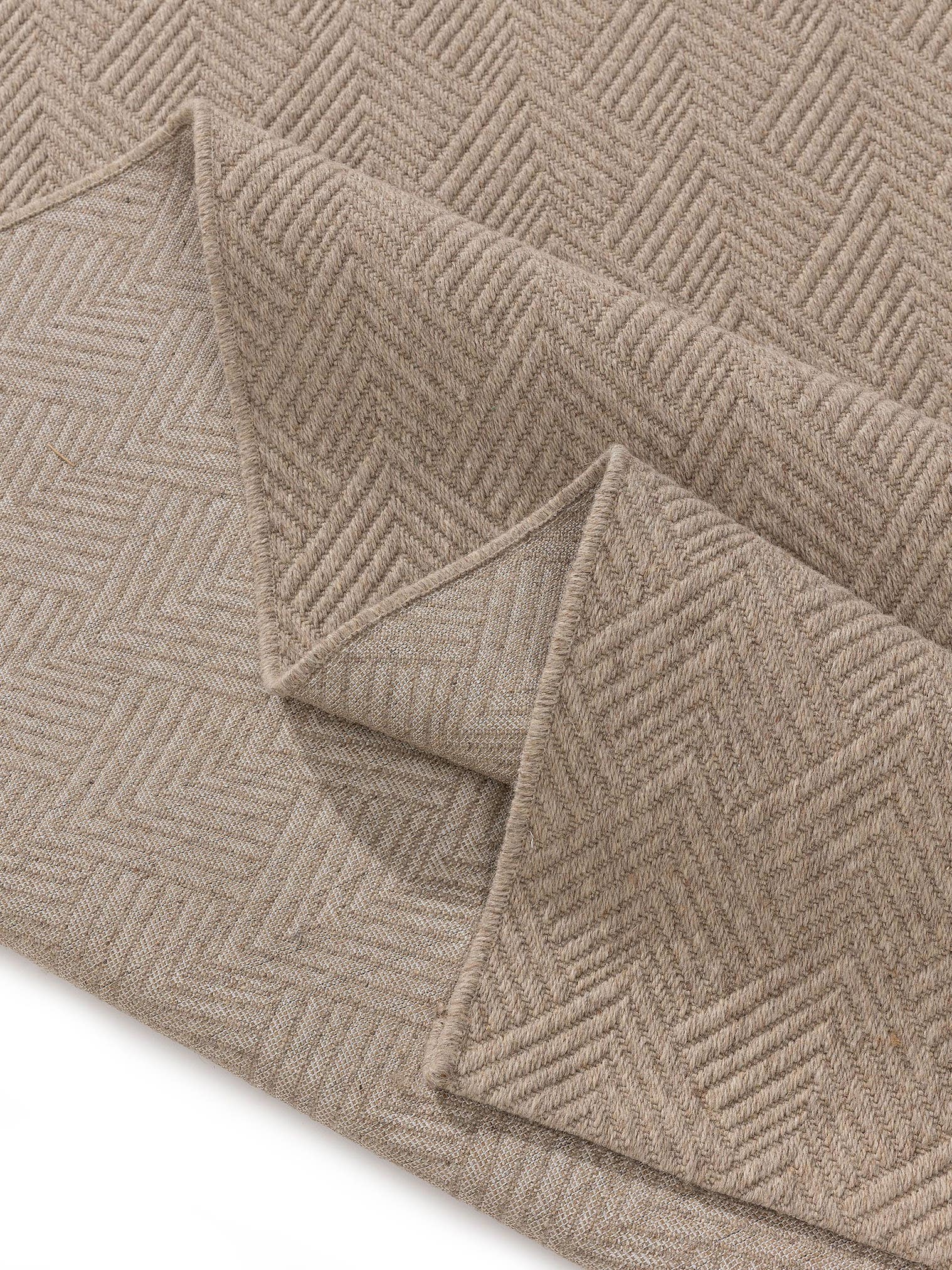 Tapis en 100% Laine en Beige avec une pile de 1- 5 mm de hauteur de benuta Pure
