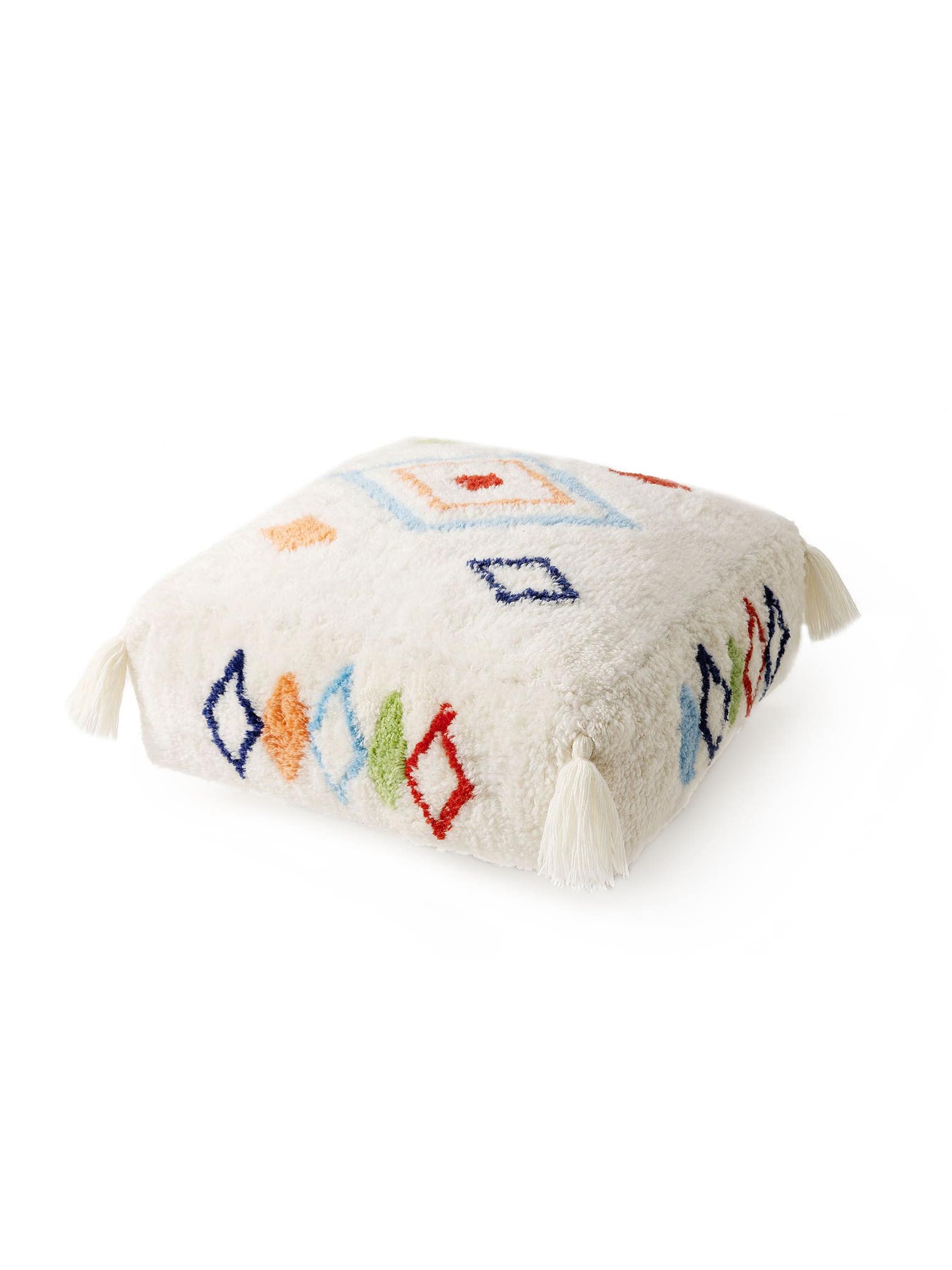 Pouf en laine fait main Malika Multicouleur en motif Berbère en 100% Laine de Lytte