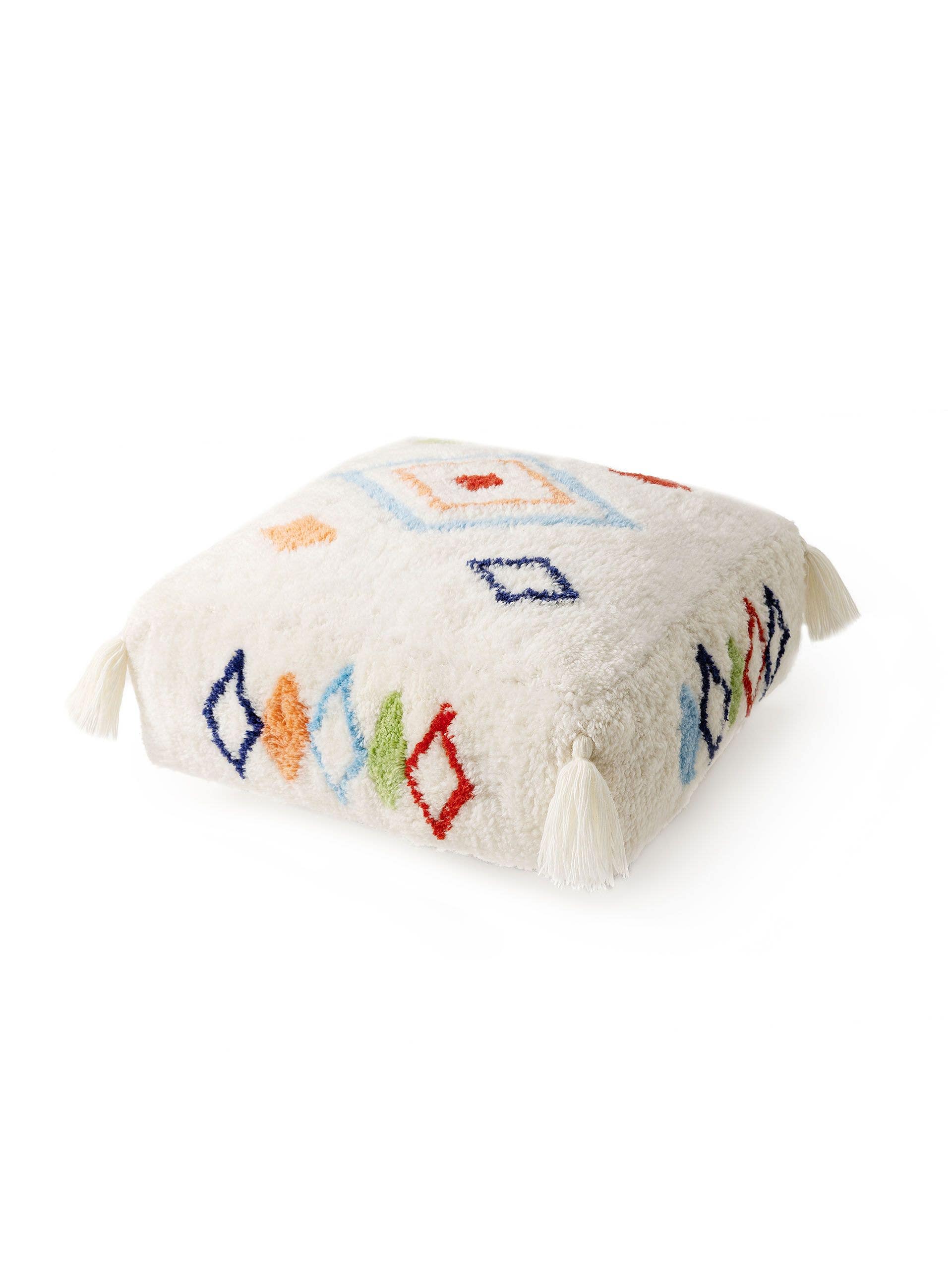 Pouf en laine fait main Malika Multicouleur de 
