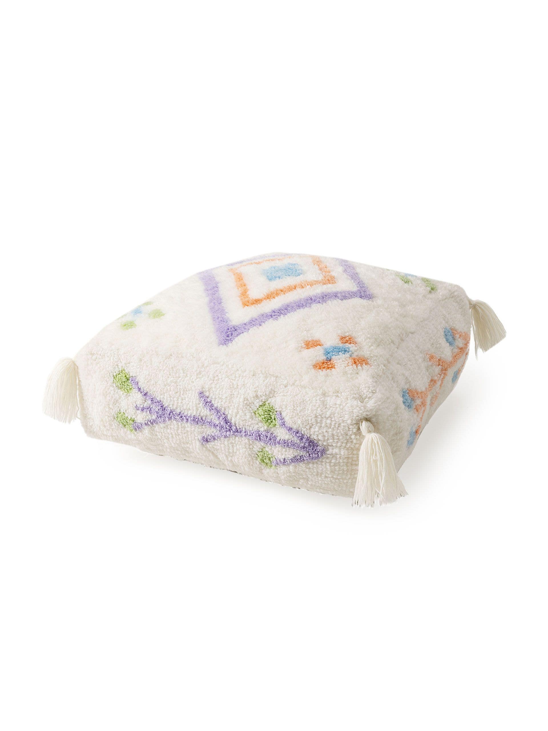 Pouf en laine fait main Malika Multicouleur de 