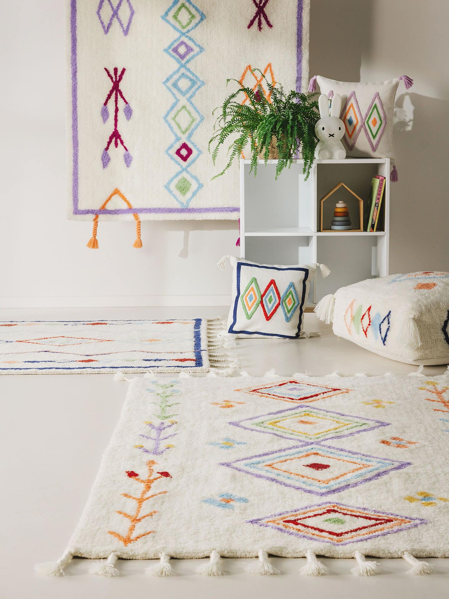 Housse de coussin Malika Multicouleur en motif Berbère en 95% Coton, 5% Acrylique de Lytte
